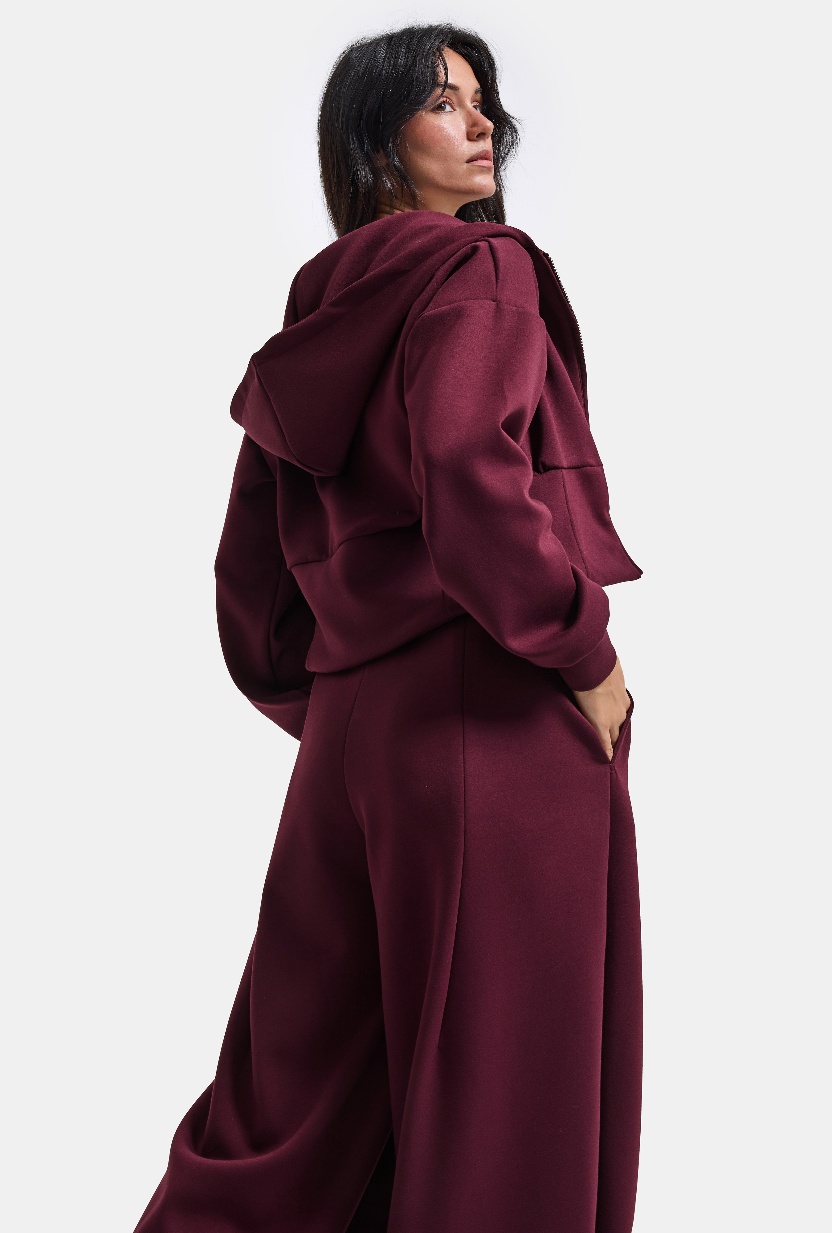 It's Basic Kadın Bordo w6-35 Üst Polar Alt Eşofman Pantolon 2'li Takım görsel 7