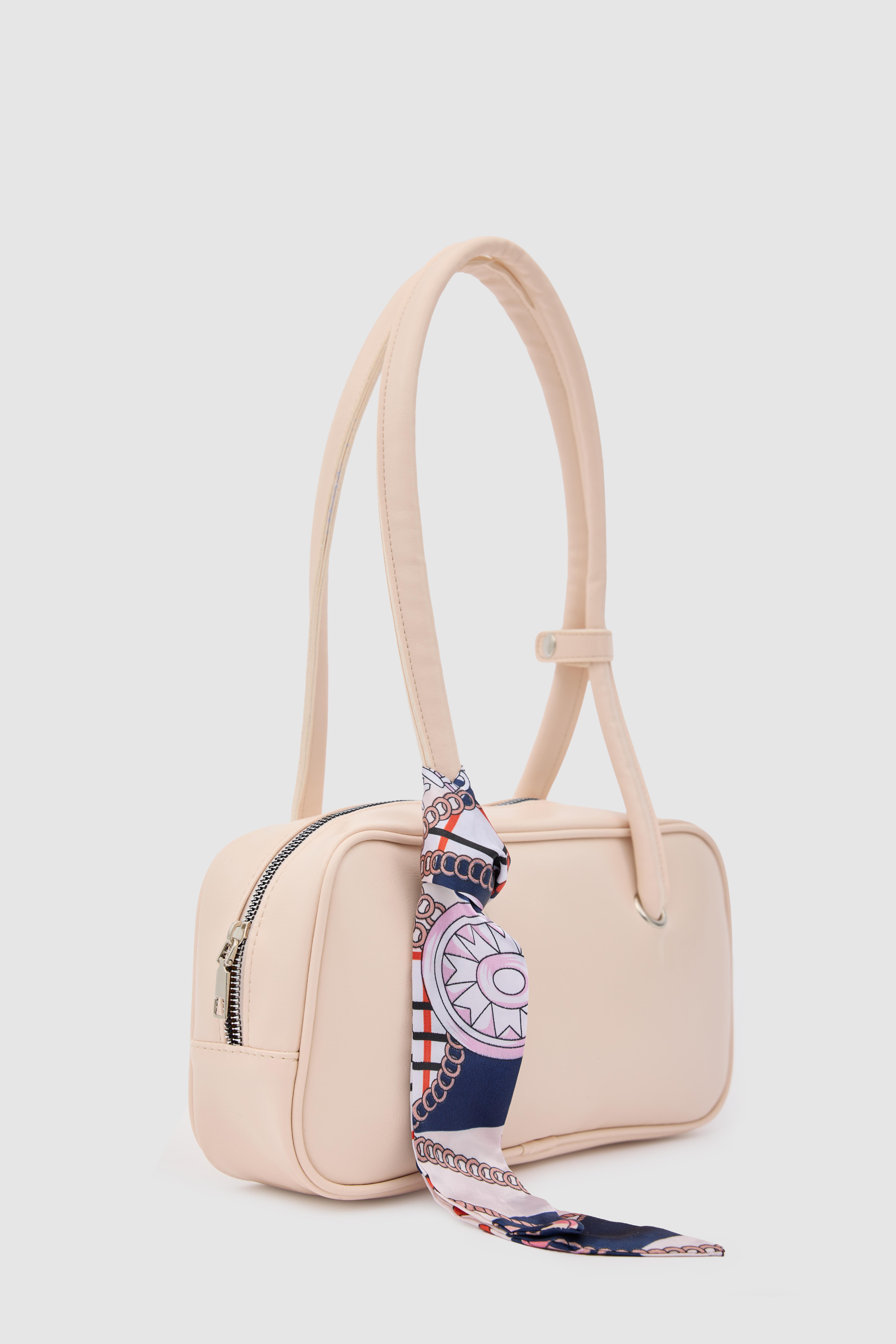 Shulebags Beau Fular Detaylı Baget Çanta Pudra Pembe görsel 2