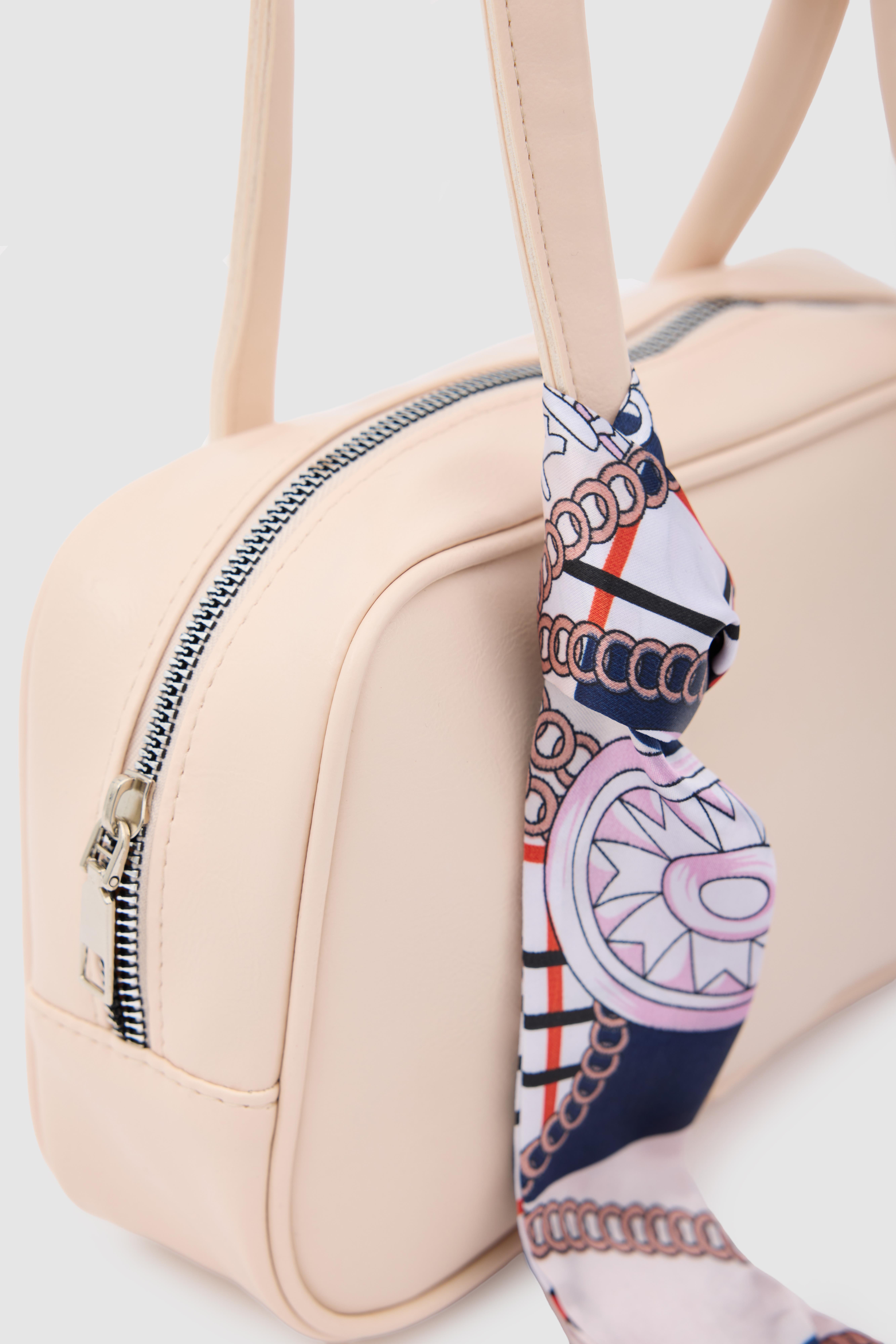 Shulebags Beau Fular Detaylı Baget Çanta Pudra Pembe görsel 6
