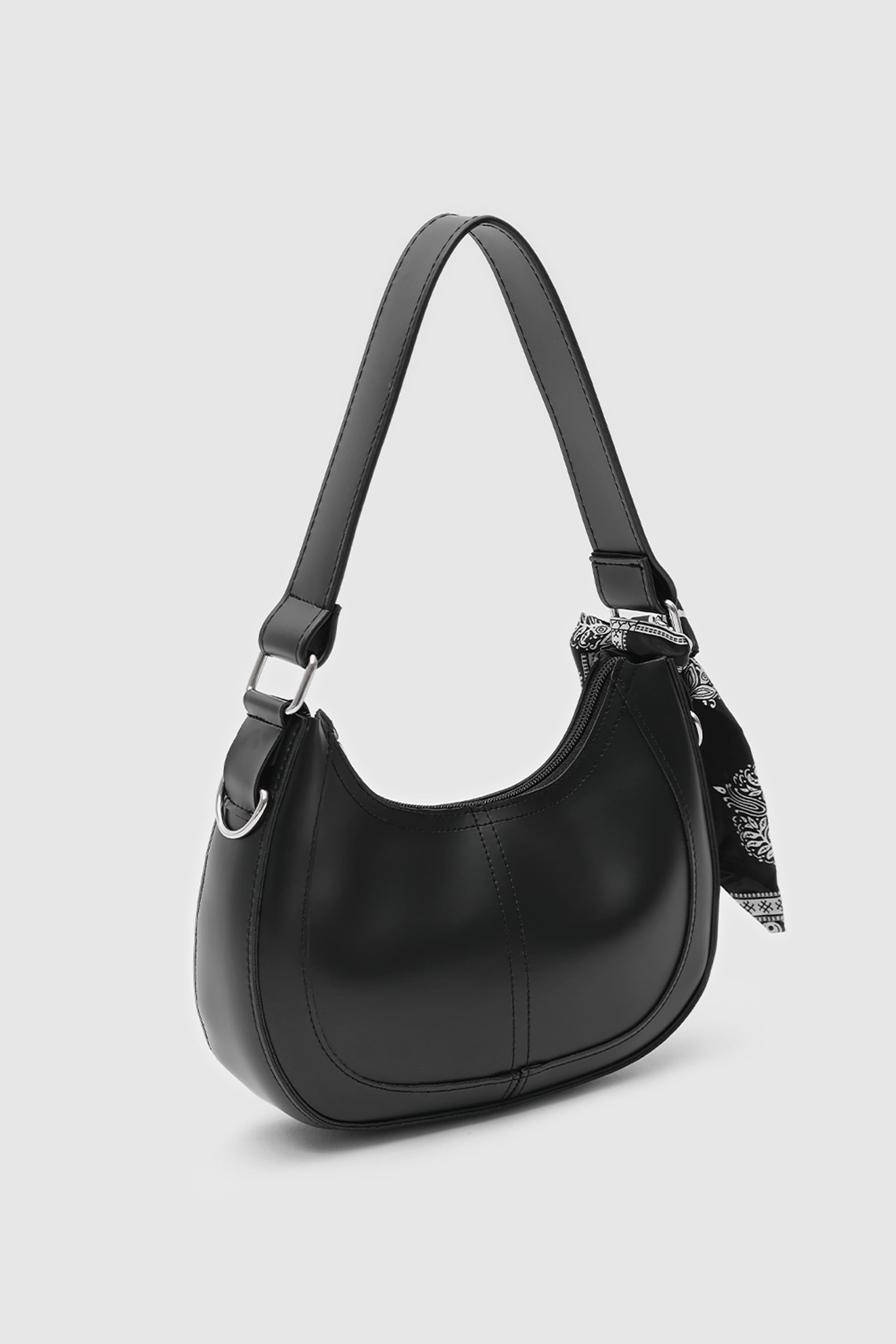 Shulebags Caldera Fular Detaylı Baget Çanta Siyah görsel 7