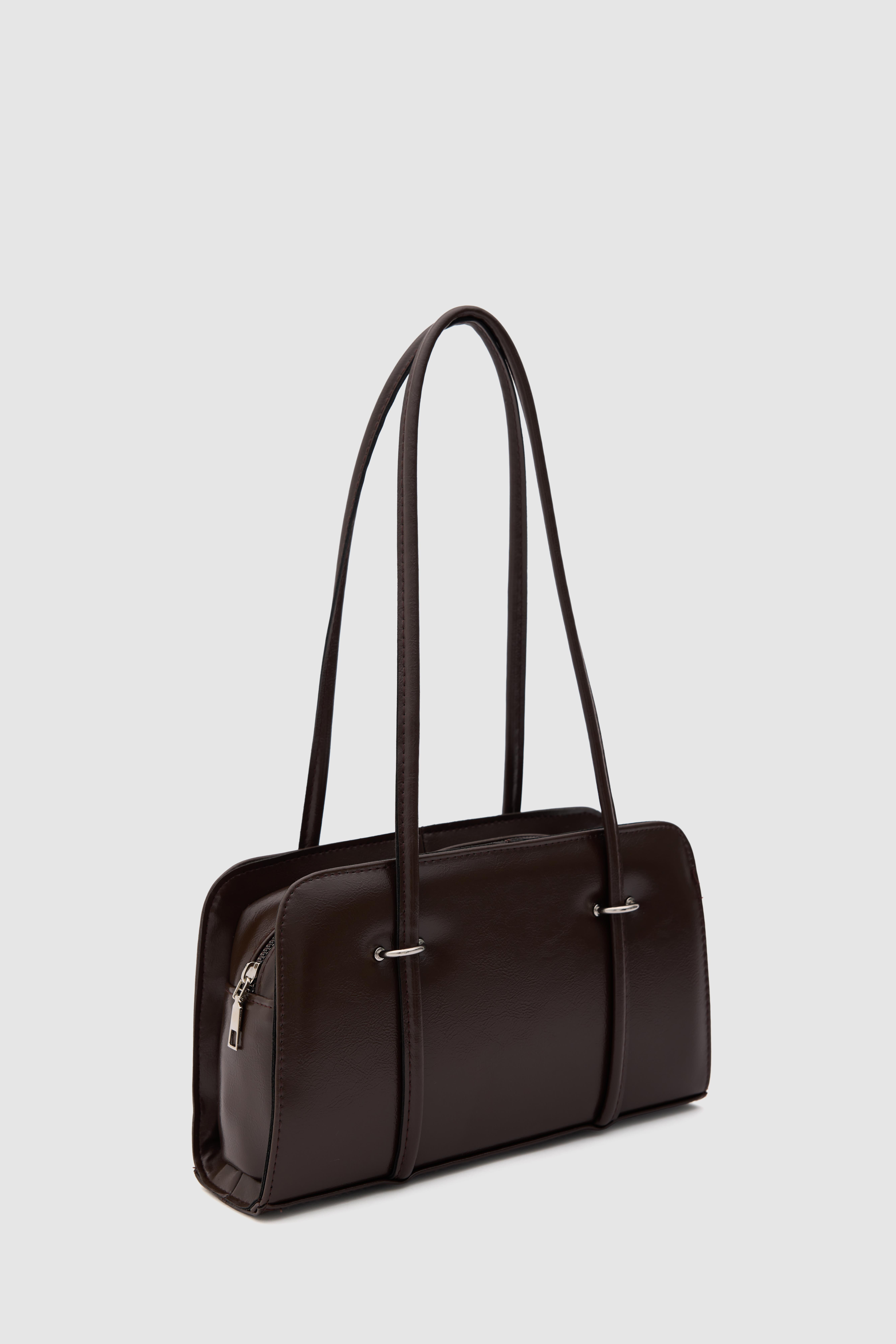 Shulebags Hansal Metal Detaylı Baget Çanta Acı Kahve görsel 4