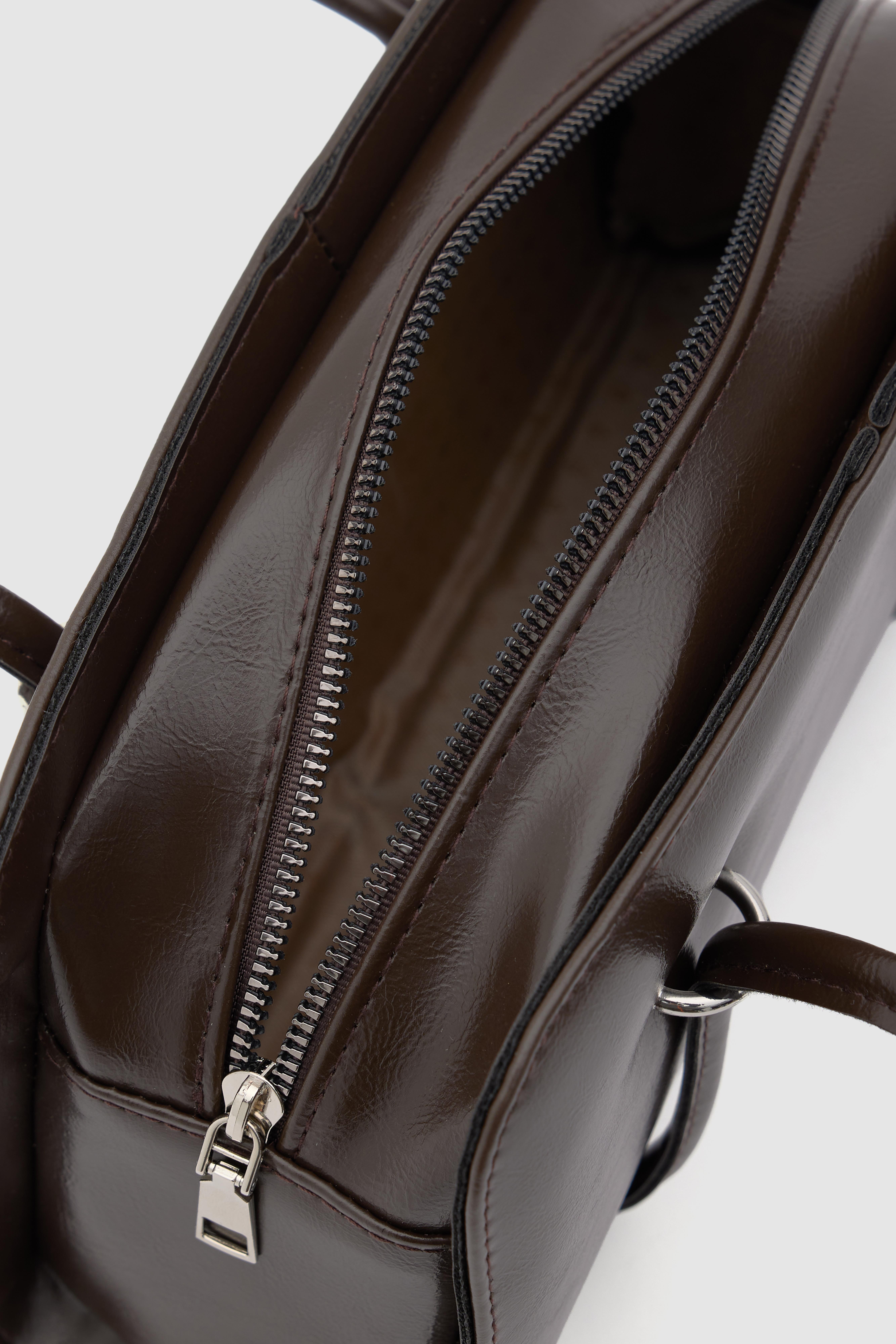 Shulebags Hansal Metal Detaylı Baget Çanta Acı Kahve görsel 7