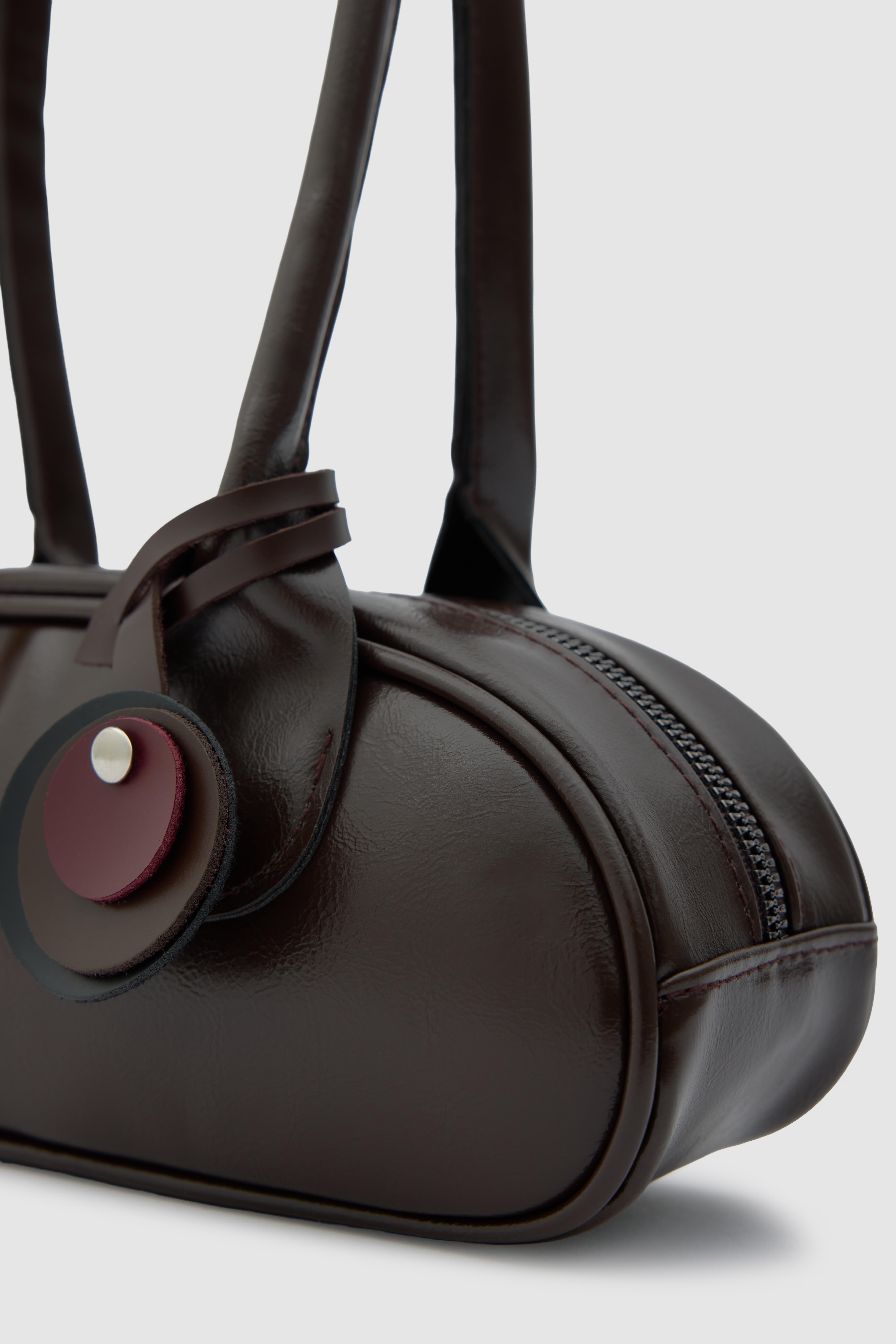 Shulebags Lisse Charmlı Oval Baget Çanta Acı Kahve görsel 6