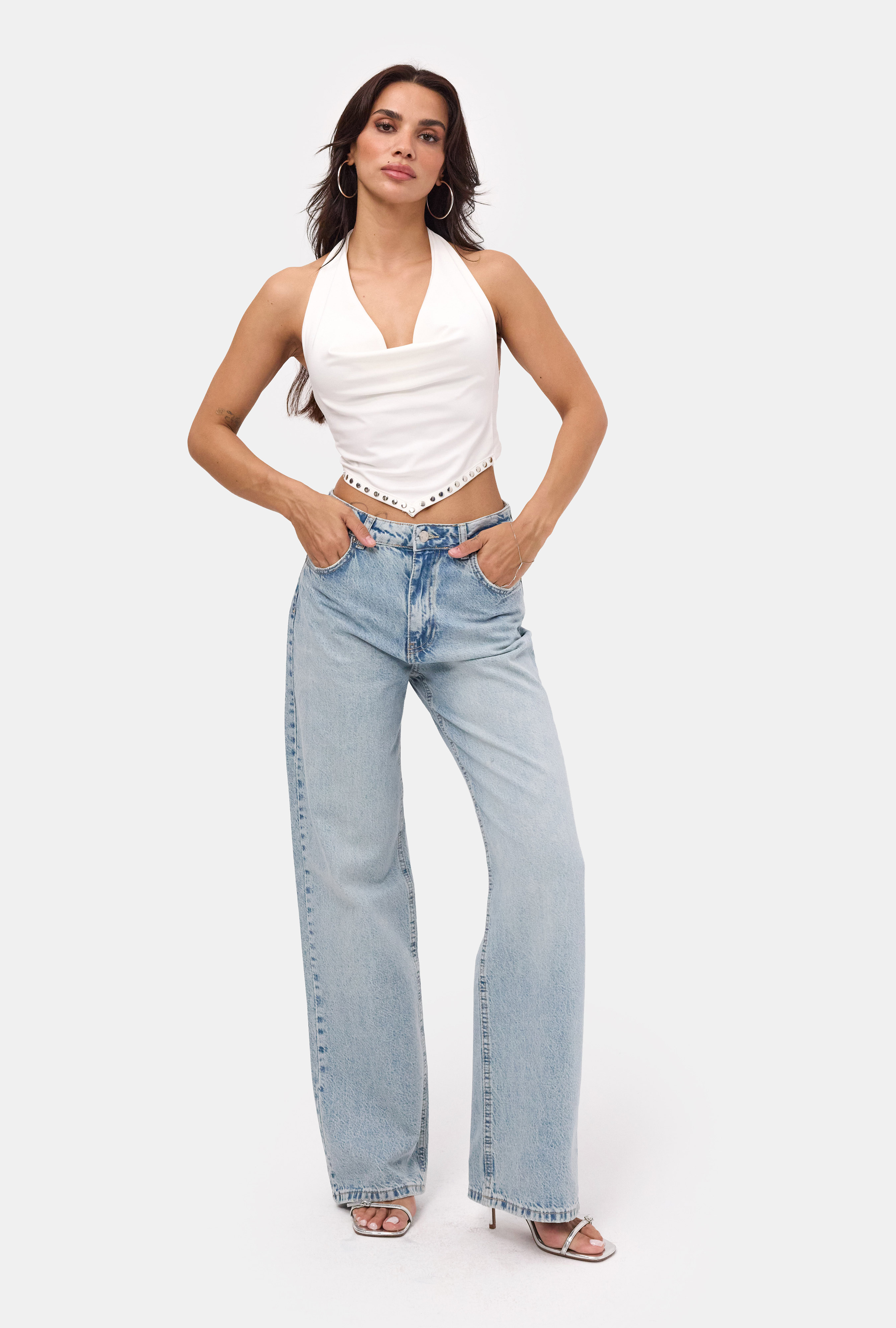 It's Basic Kadın Açık Jean Doris 4s6-32 Straight Fit Yüksek Bel Denim Jean görsel 2