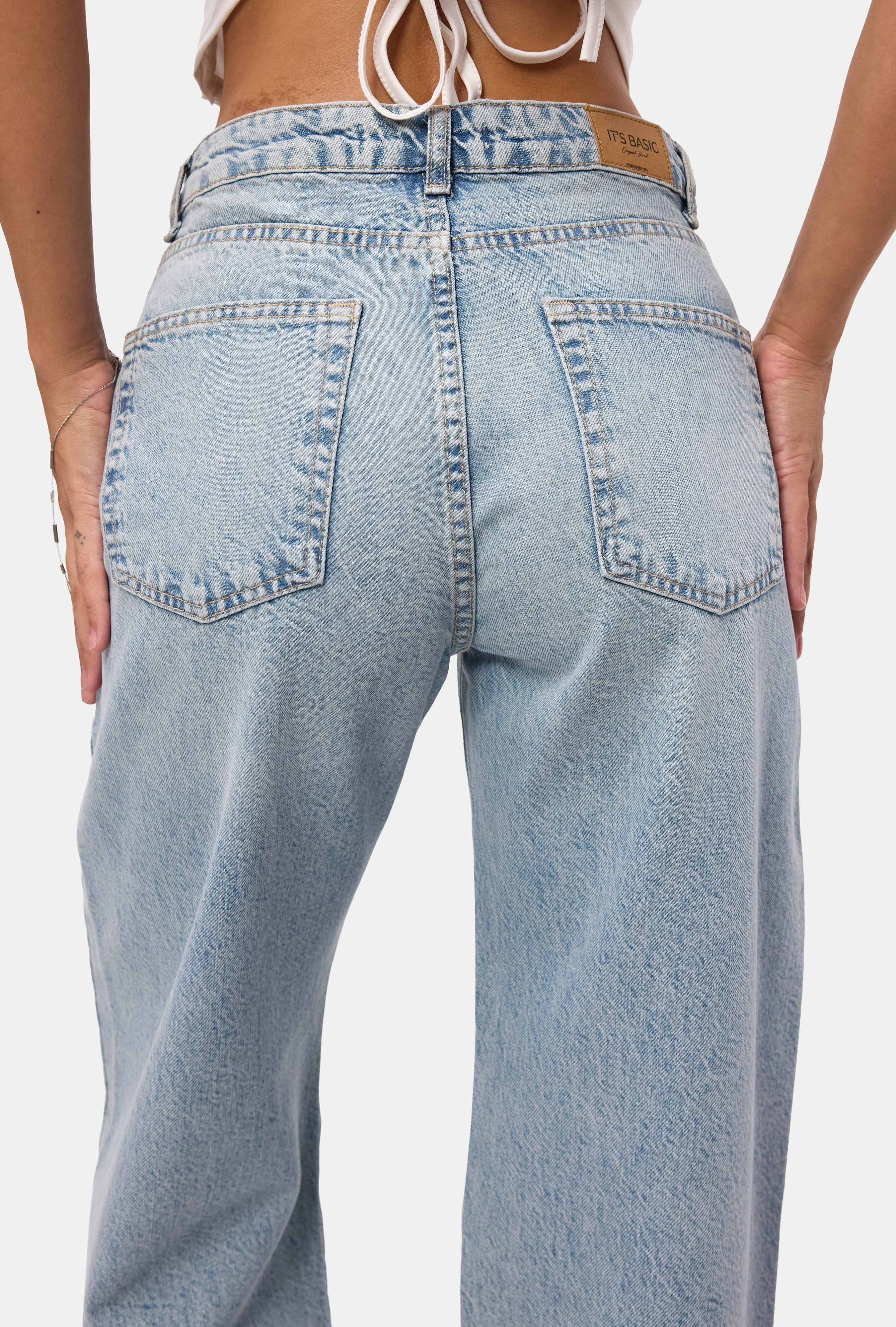 It's Basic Kadın Açık Jean Doris 4s6-32 Straight Fit Yüksek Bel Denim Jean görsel 4