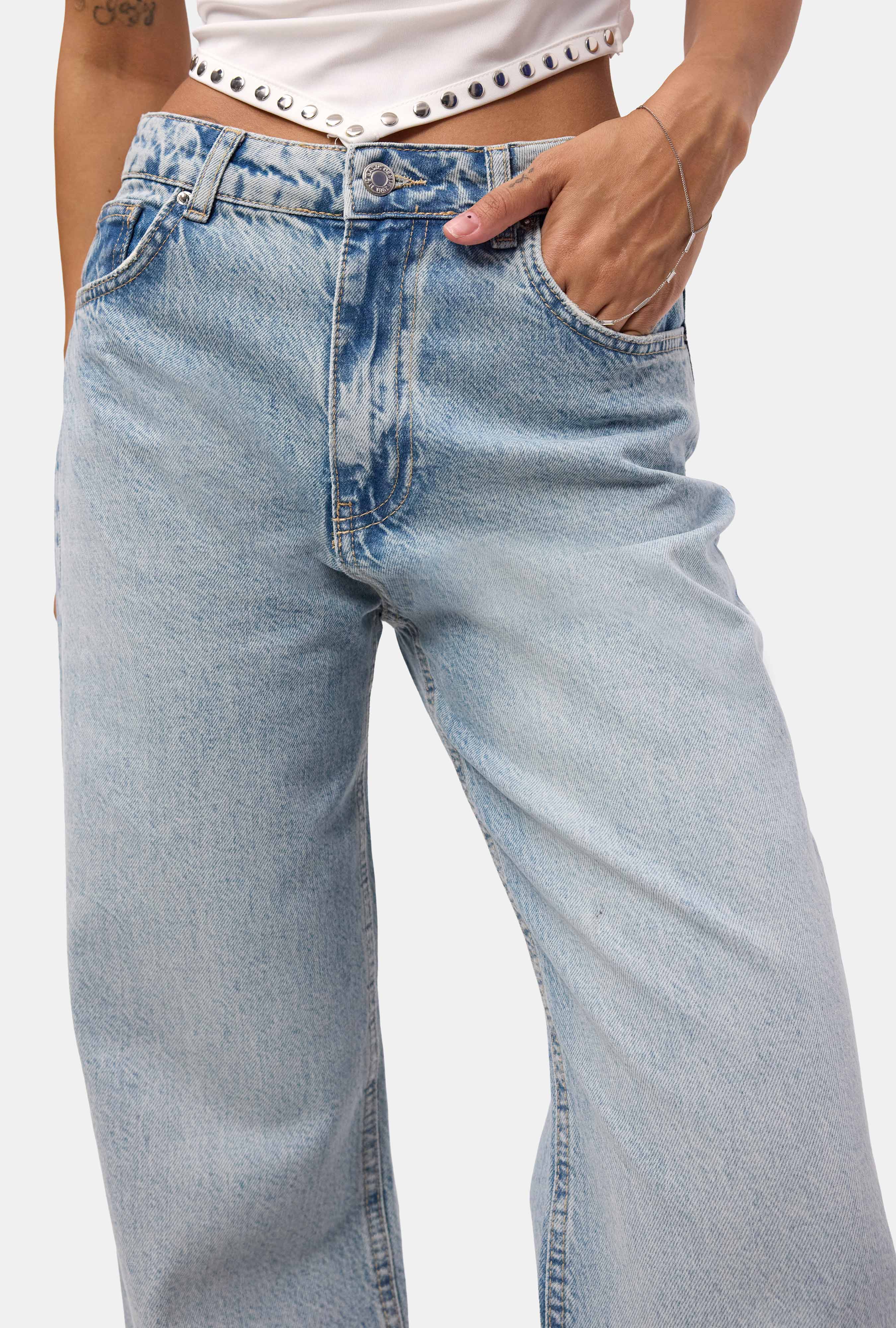 It's Basic Kadın Açık Jean Doris 4s6-32 Straight Fit Yüksek Bel Denim Jean görsel 5
