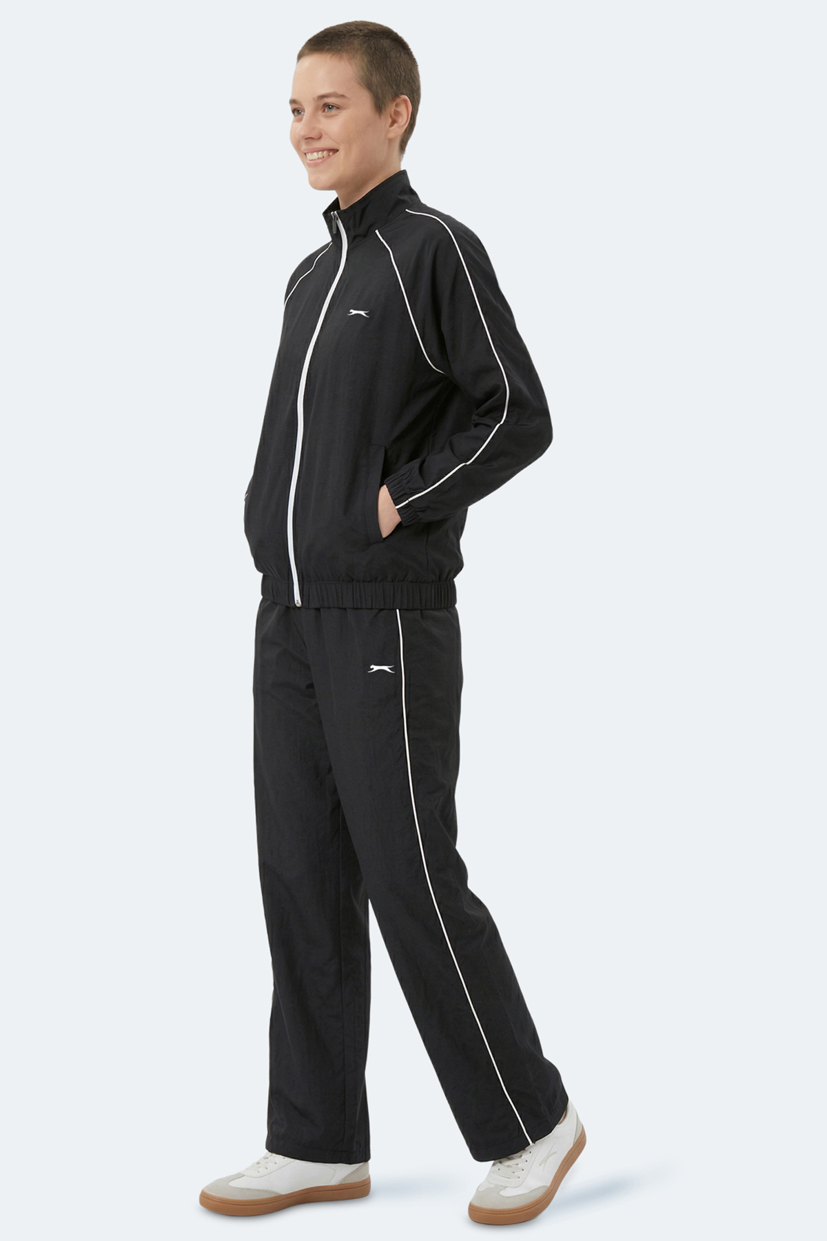 SLAZENGER REVEL Kadın Dik Yaka Fermuarlı Siyah Eşofman Takımı görsel 5