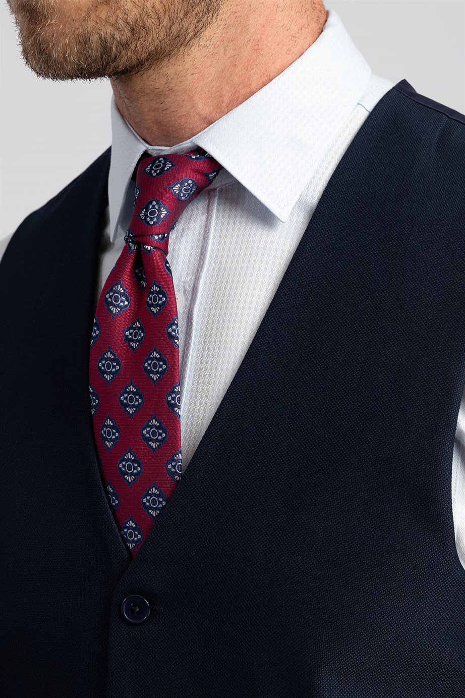 TUDORS Erkek Slim Fit Düz Cepli Lacivert Yelek görsel 4