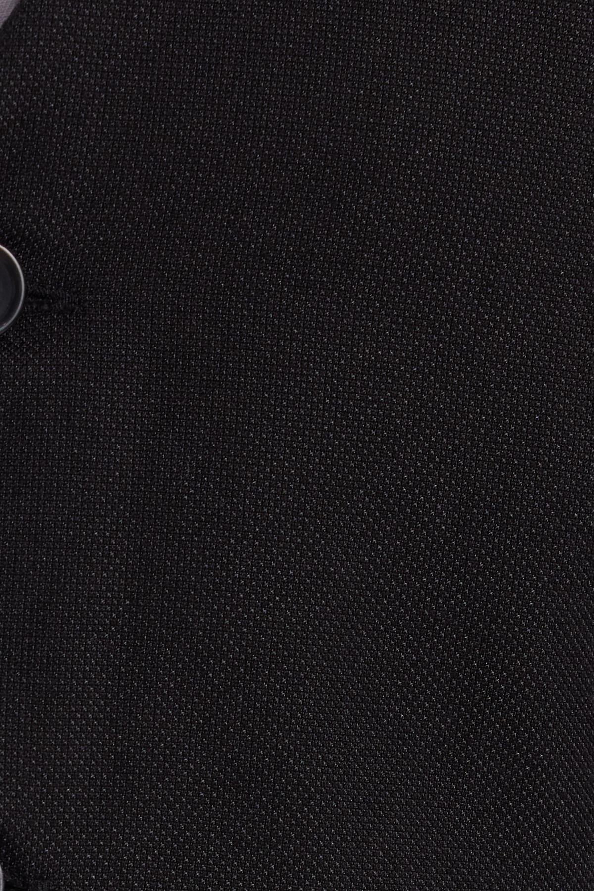 TUDORS Erkek Slim Fit Düz Cepli Siyah Yelek görsel 6