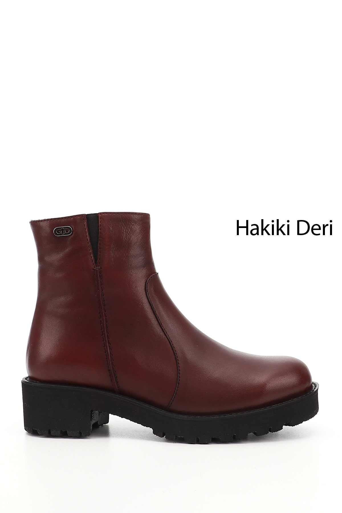 GÖNDERİ(R) Kadın BORDO Fermuarlı Kalın Topuklu Hakiki Deri Bot