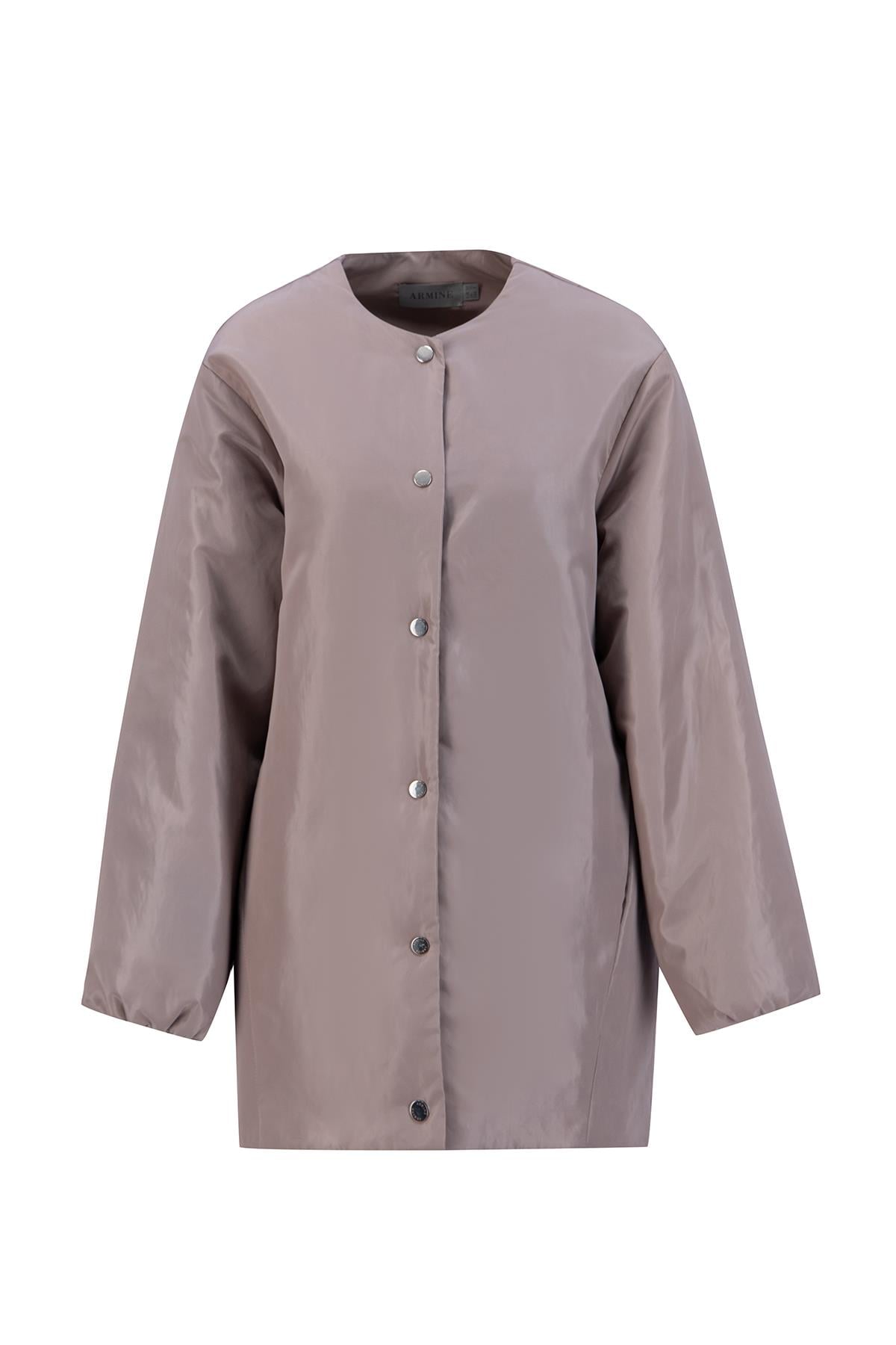 ARMİNE Dikişsiz Elyaflı Bomber Mont 24Kd7521 Vizon görsel 5