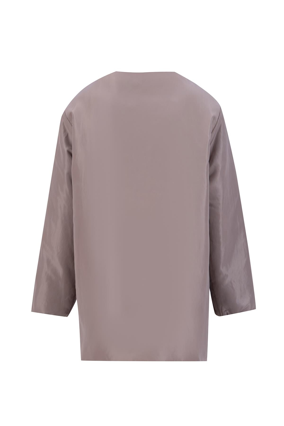 ARMİNE Dikişsiz Elyaflı Bomber Mont 24Kd7521 Vizon görsel 6