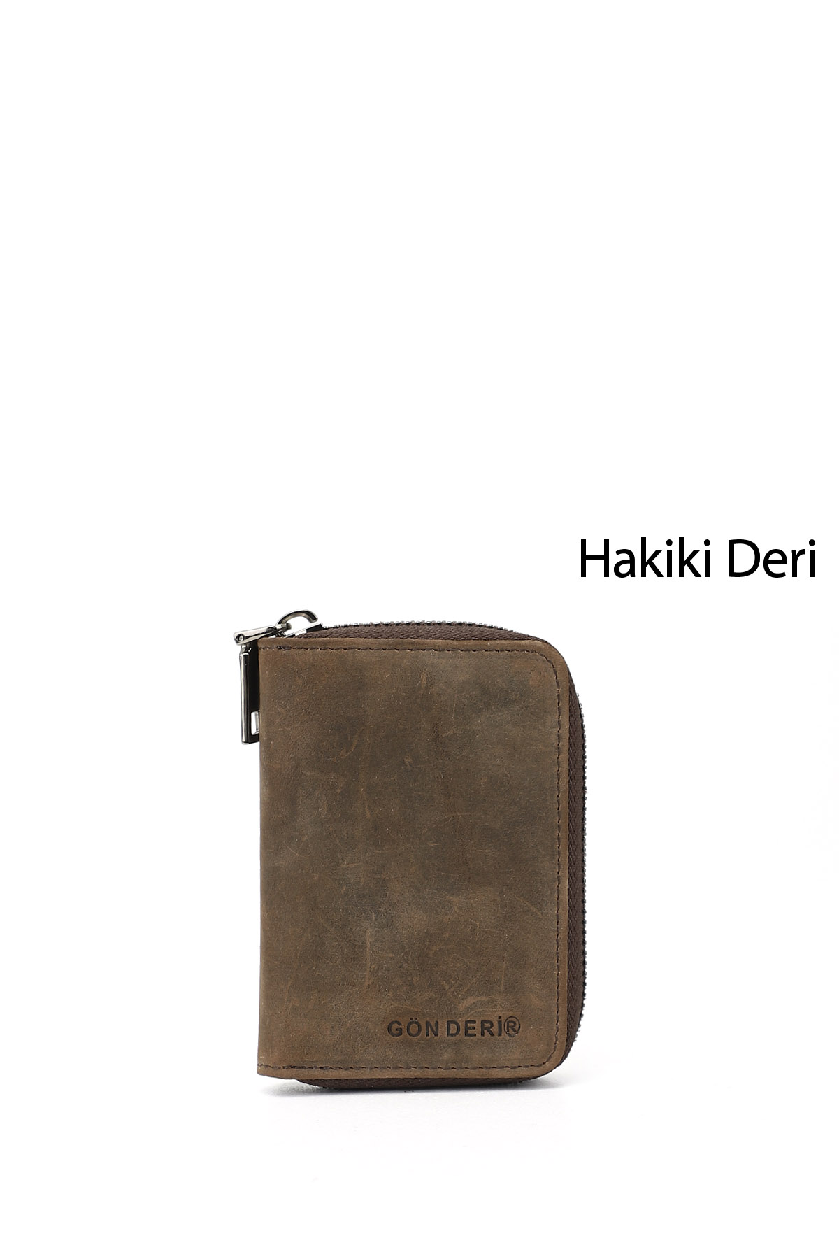 GÖNDERİ(R) Unisex KAHVERENGİ Hakiki Deri Dikey Kartlık