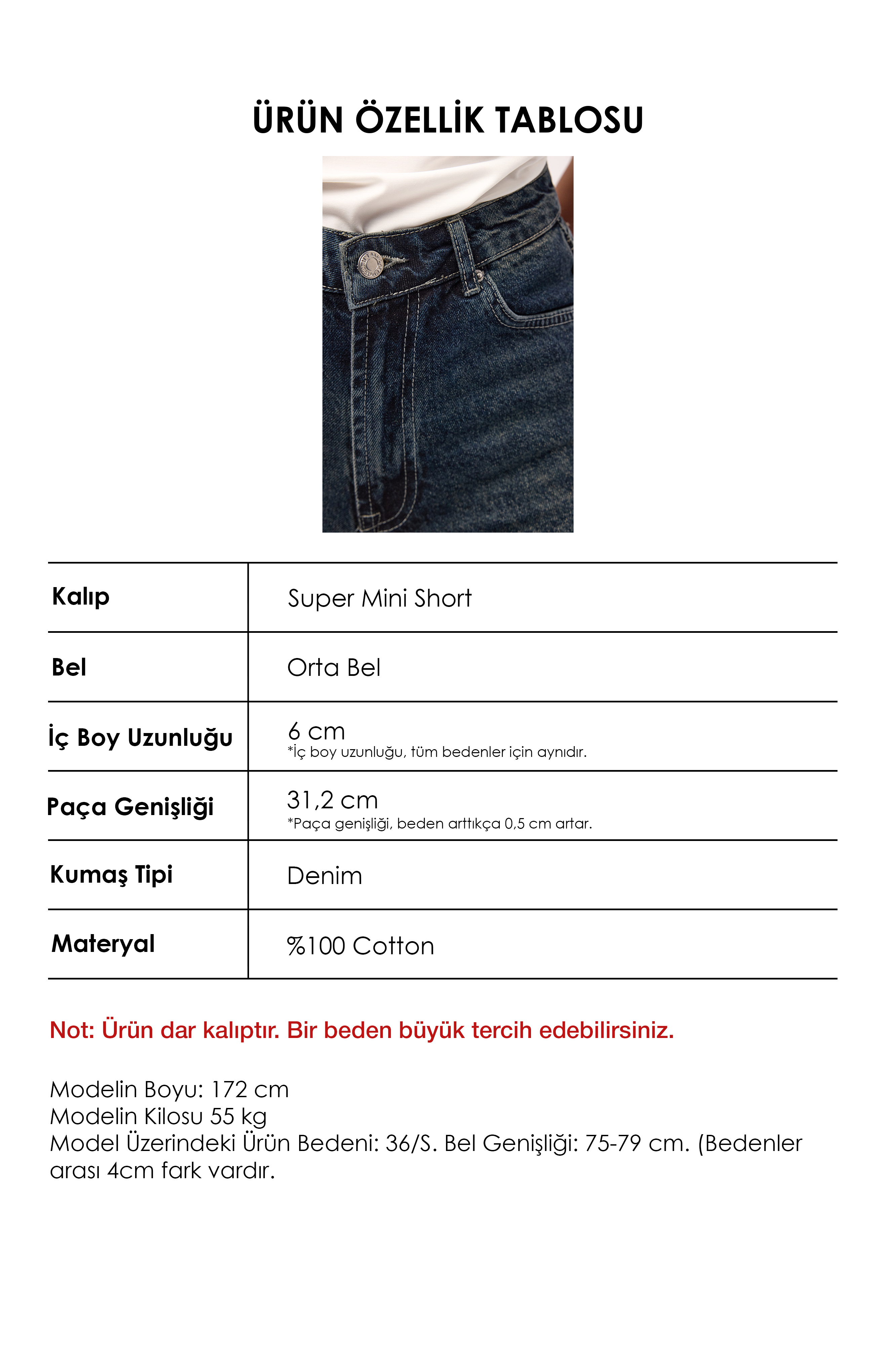 It's Basic Kadın Koyu Jean 2s6 Mini Boy Paça Püsküllü Denim Şort görsel 3