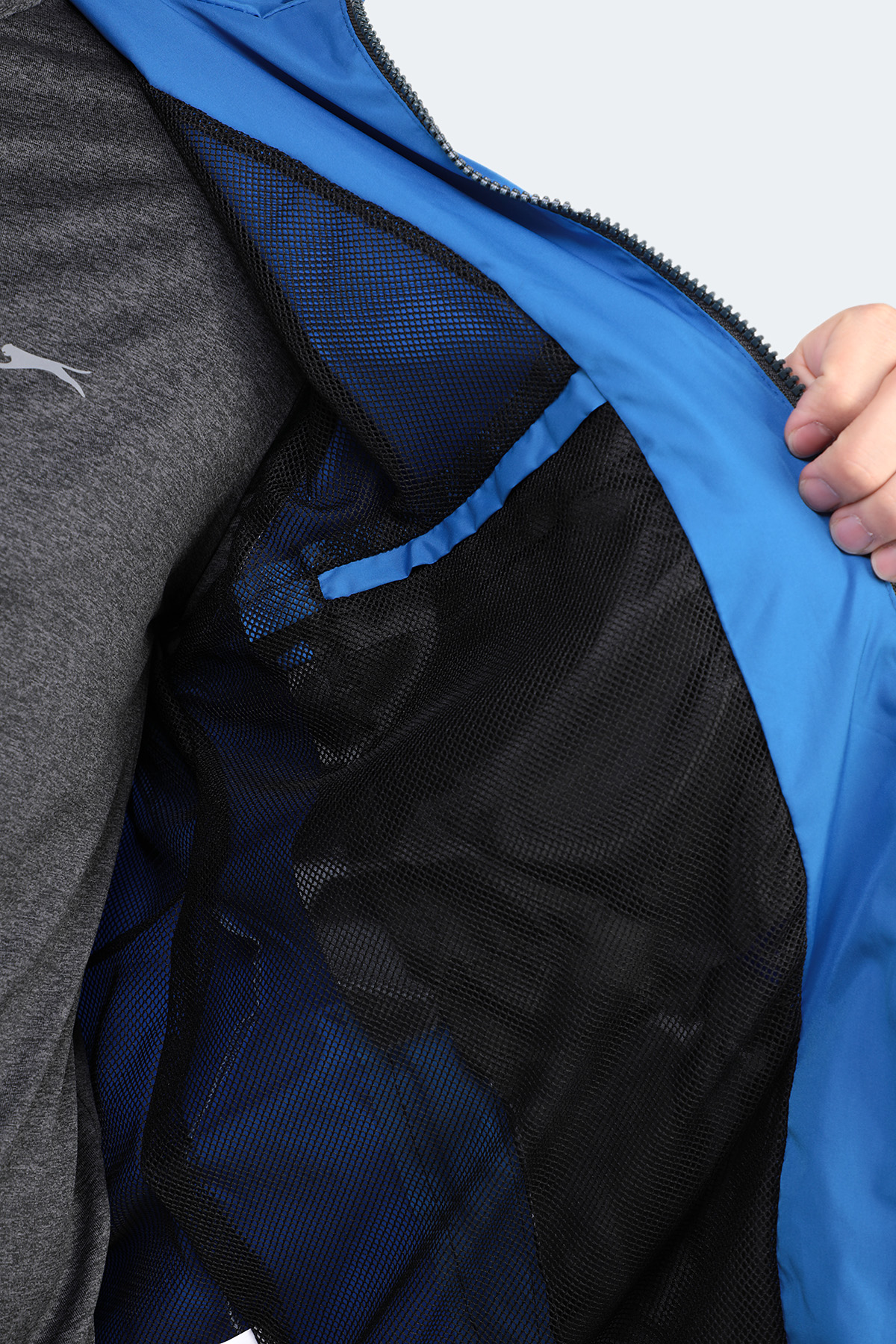 SLAZENGER OFANS Erkek Kapüşonlu Kapüşonlu Mont & Kapüşonlu Kaban Saks Mavi görsel 6