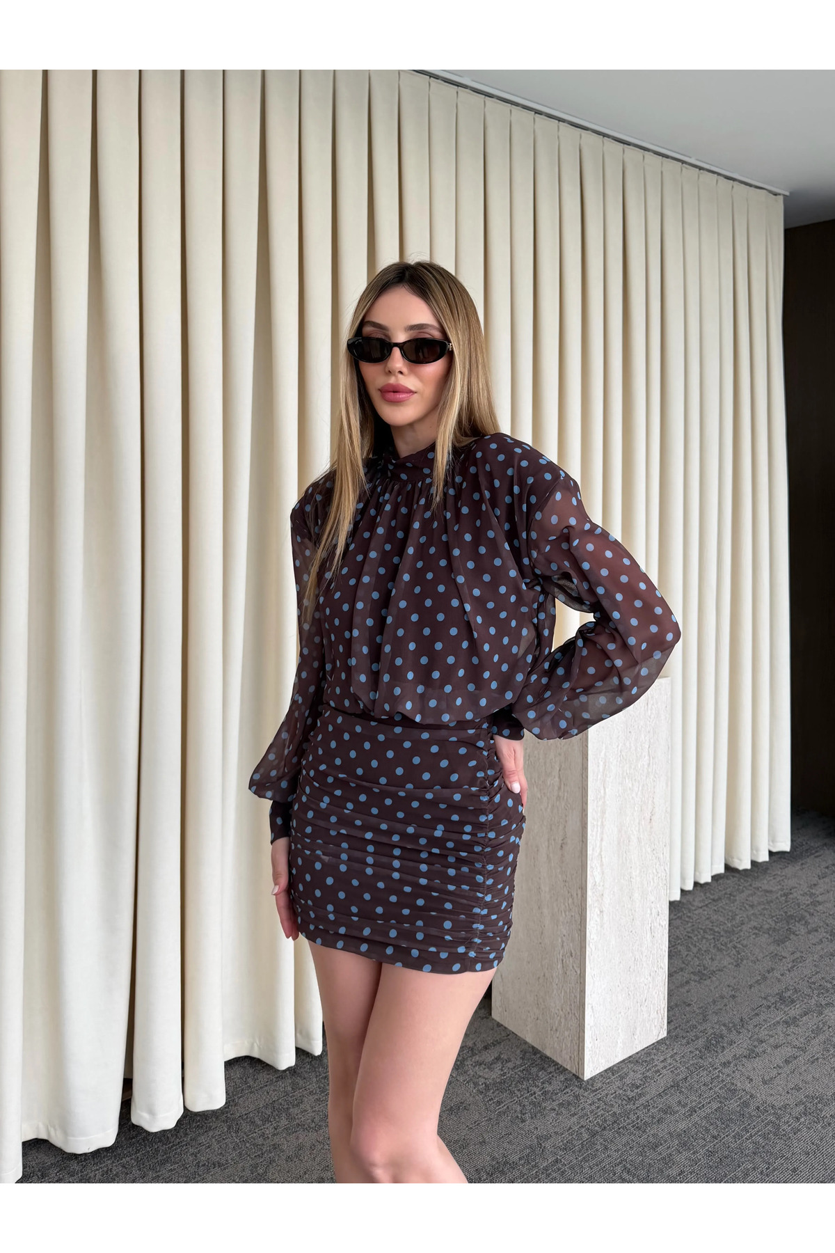 Laluvia Puantiyeli Mini Elbise - 6261