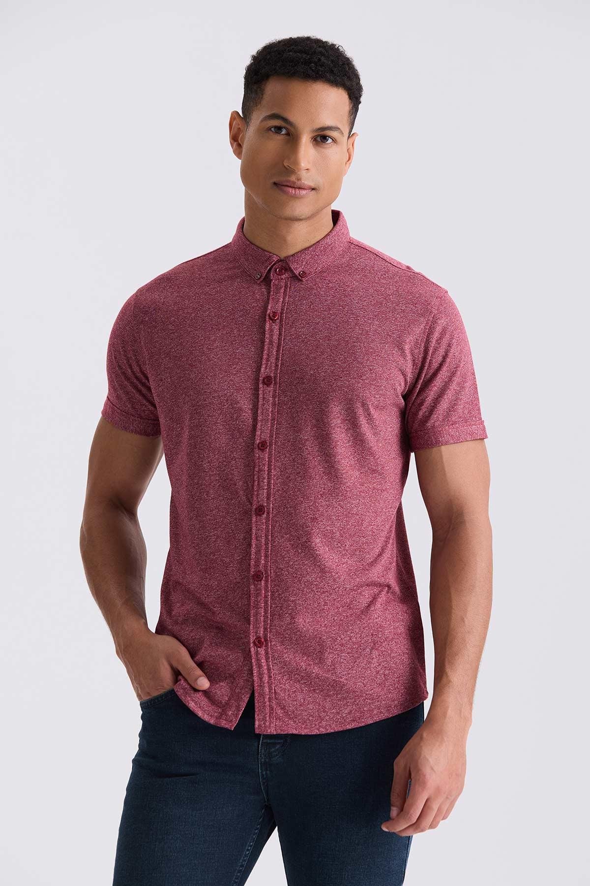 JAKAMEN Bordo Slim Fit Gömlek