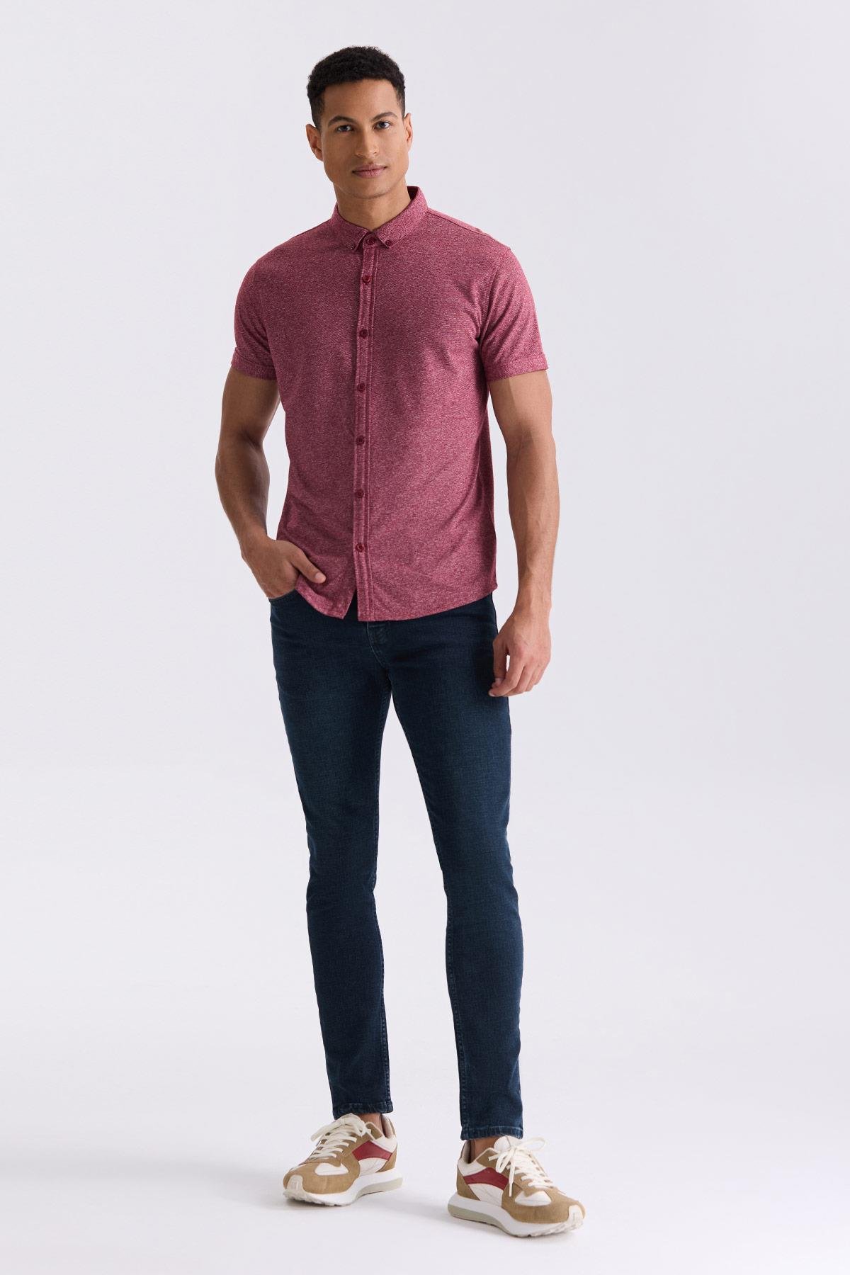 JAKAMEN Bordo Slim Fit Gömlek görsel 2