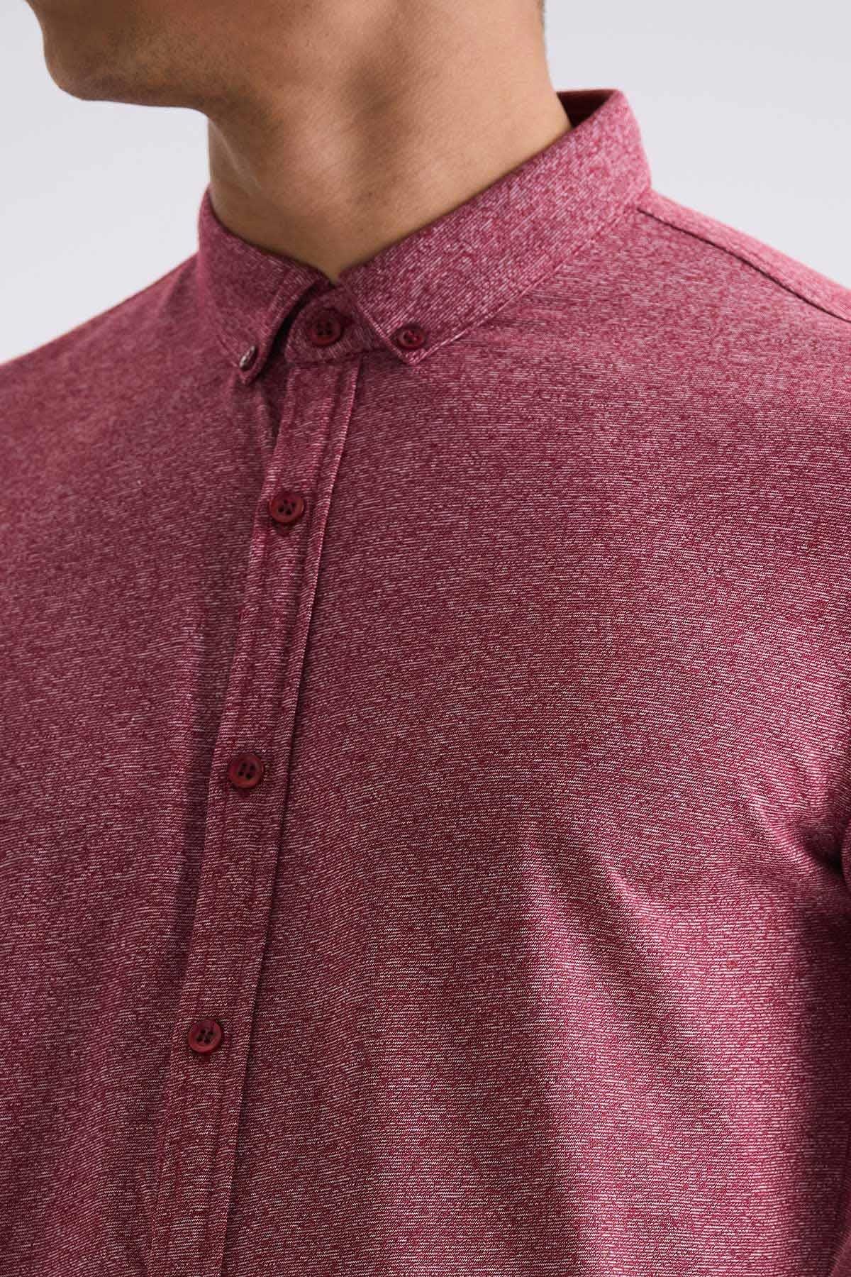 JAKAMEN Bordo Slim Fit Gömlek görsel 3