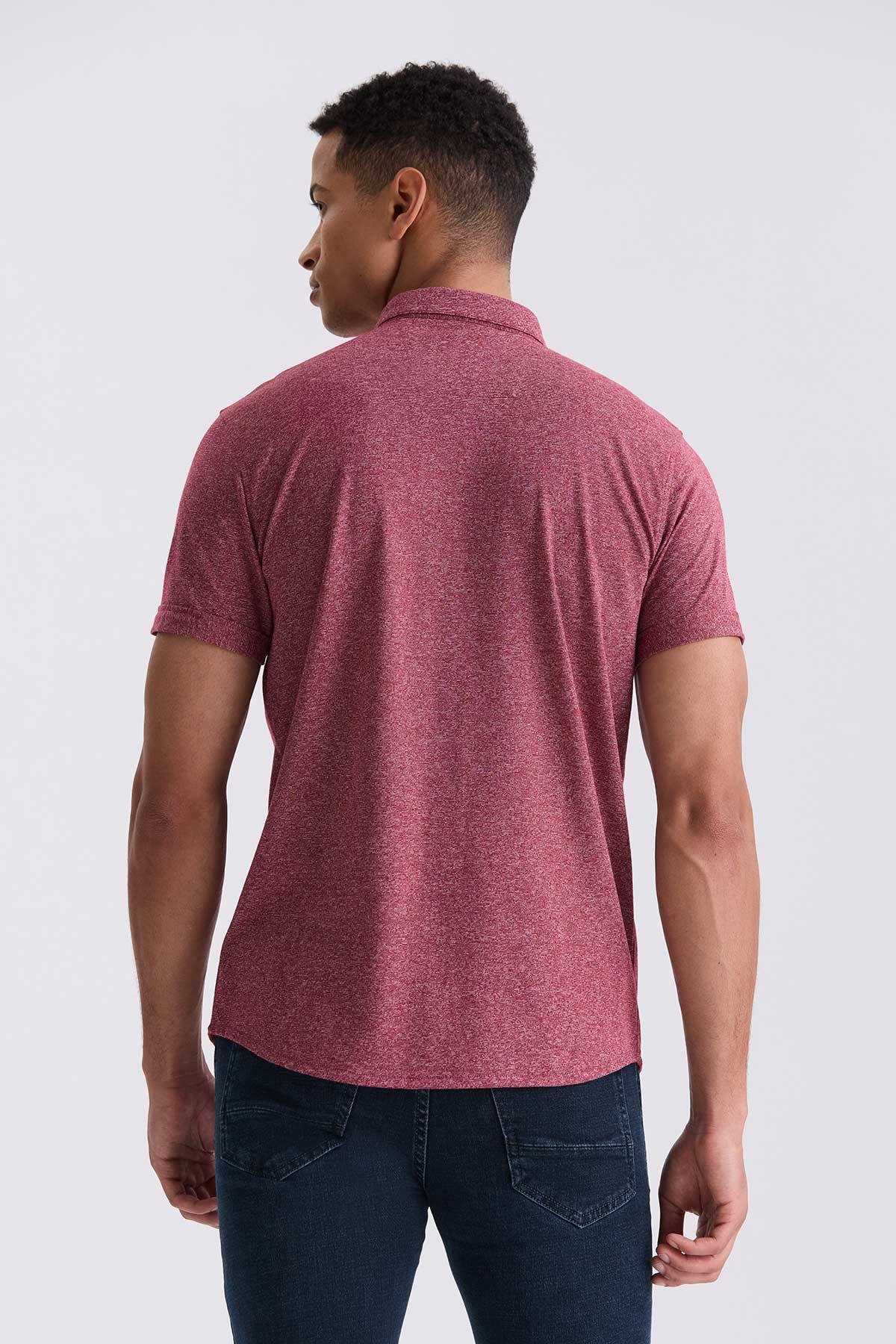 JAKAMEN Bordo Slim Fit Gömlek görsel 4