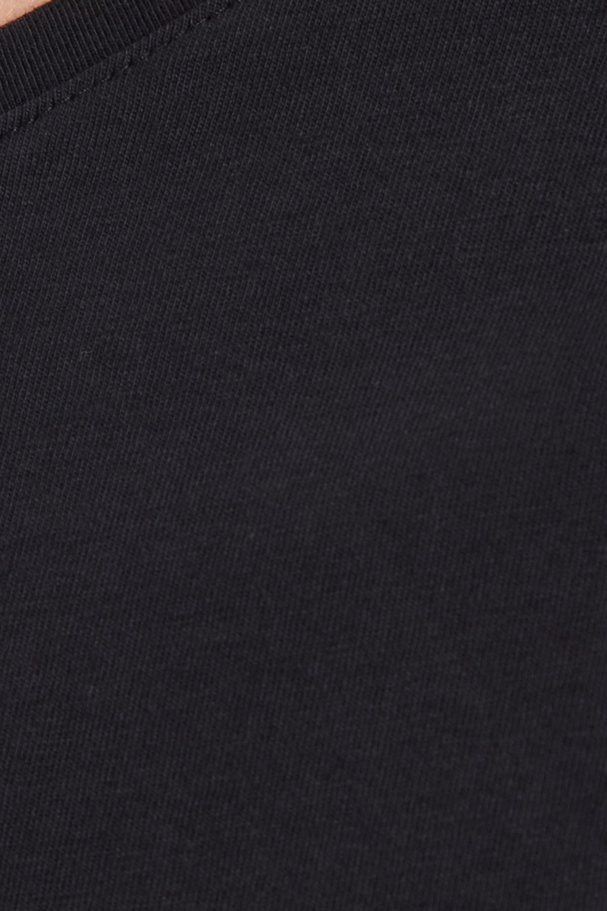 TUDORS Erkek Standart Fit %100 Pamuk V Yaka Beli Lastikli Siyah Pijama Takımı görsel 6