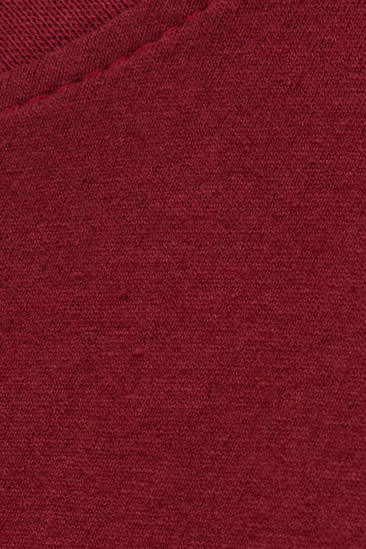 TUDORS Erkek Regular Fit Pamuklu Düğmeli Yaka Beli Lastikli Desenli Bordo Pijama Takımı görsel 6