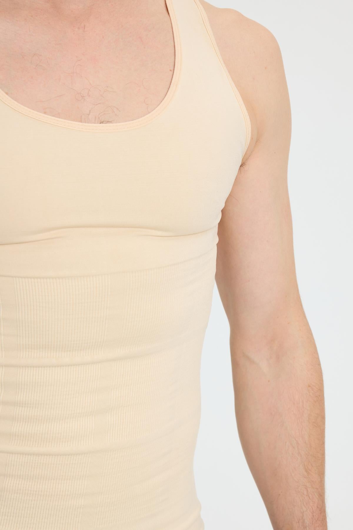 TUDORS Erkek Süper Slim Fit Extra Dar Kesim Lastikli Ten Rengi Atlet Korse görsel 4