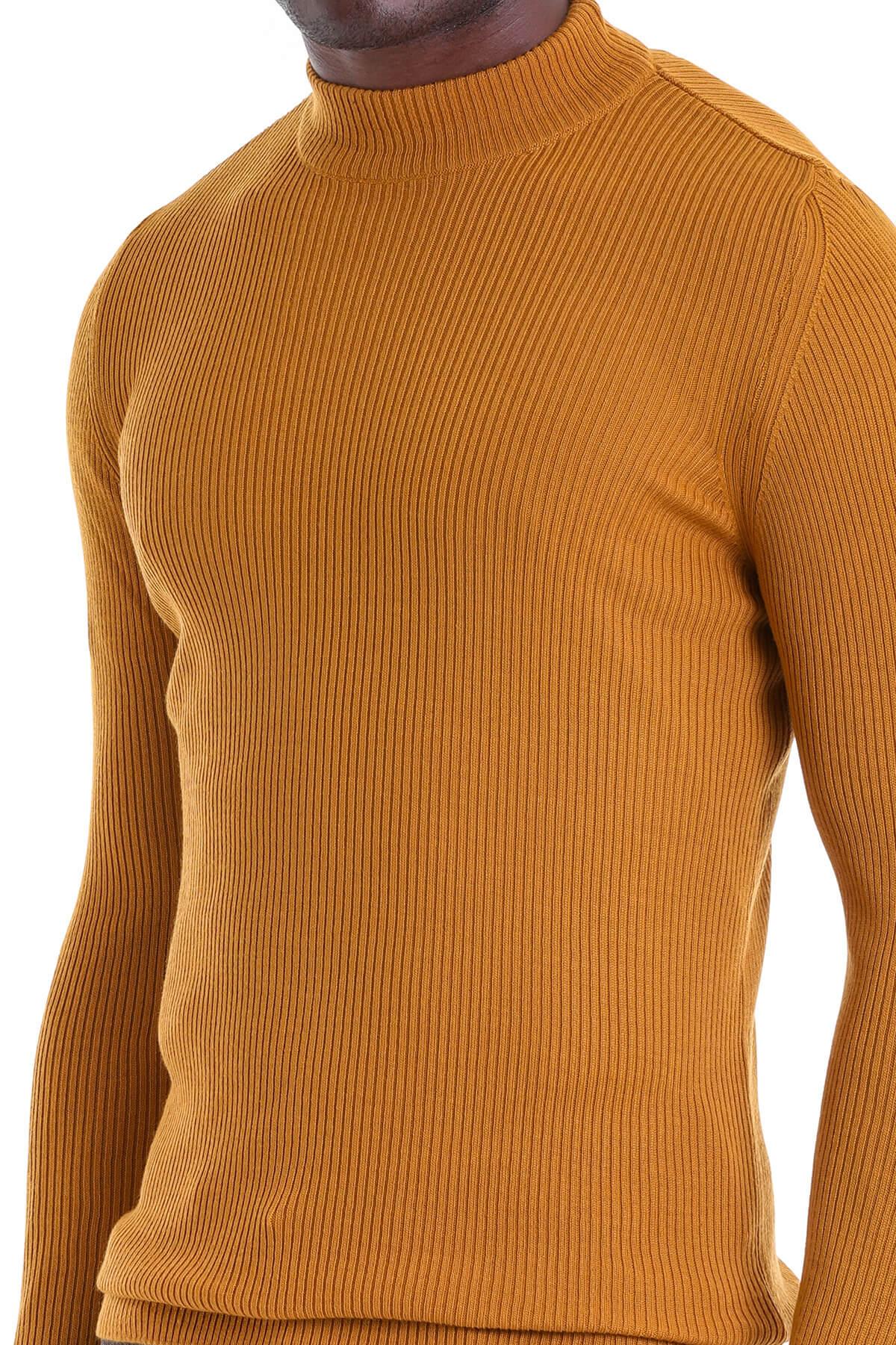 Hatemoğlu Safran Slim Fit Fitilli Yarım Balıkçı Yaka Yünlü Kazak görsel 5