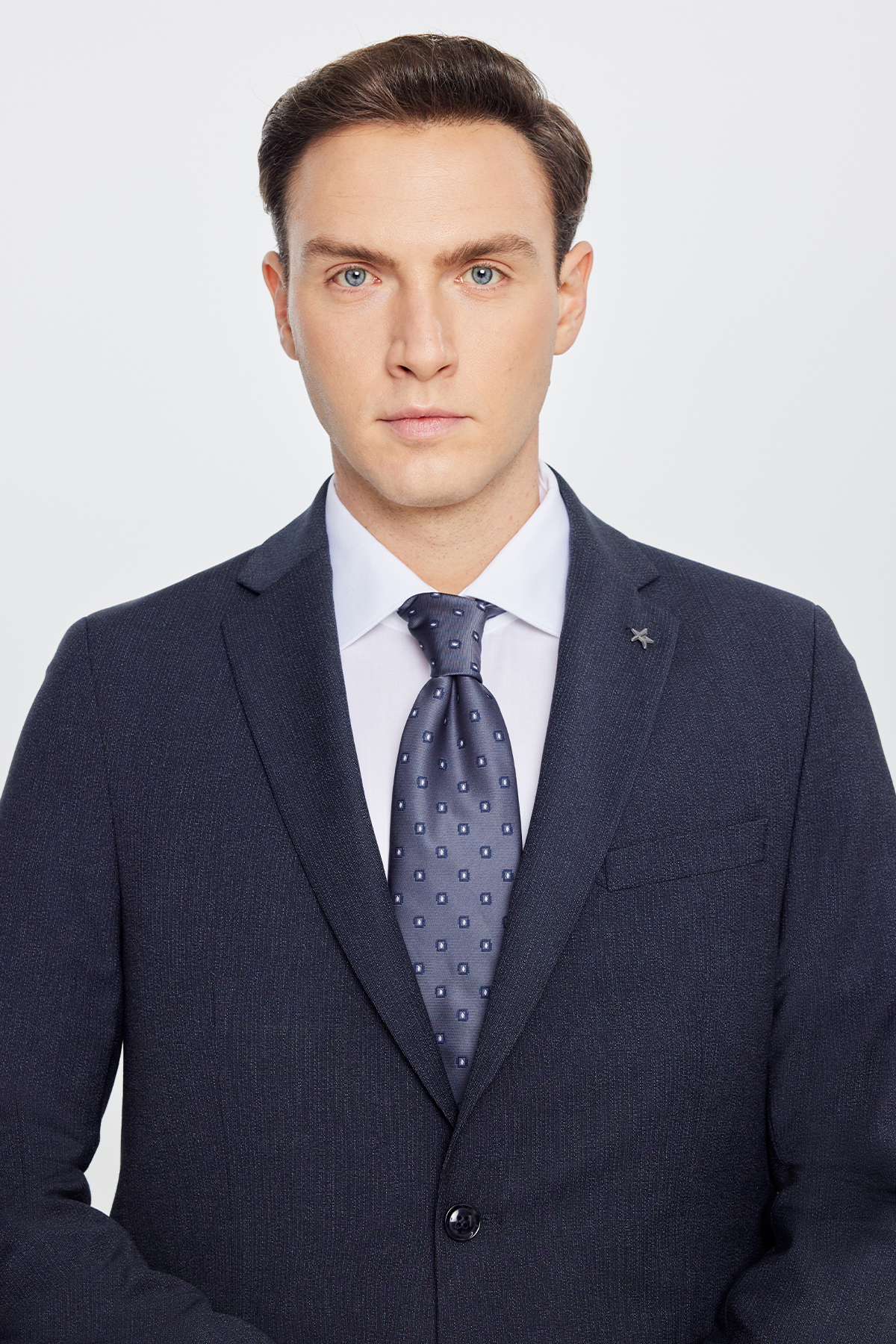 Altınyıldız Classics Erkek Lacivert Slim Fit Dar Kesim Mono Yaka Kapak Cep Esnek Takım Elbise görsel 4