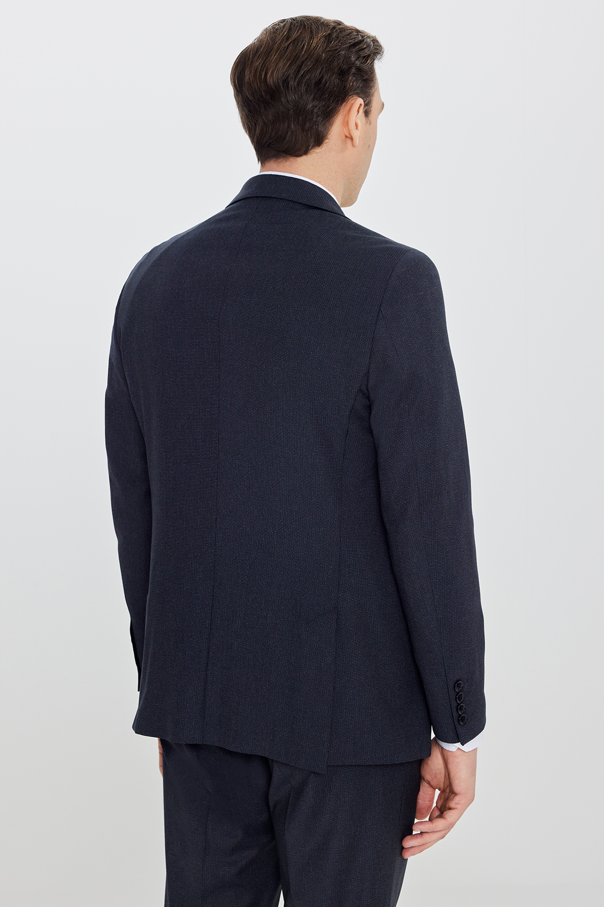 Altınyıldız Classics Erkek Lacivert Slim Fit Dar Kesim Mono Yaka Kapak Cep Esnek Takım Elbise görsel 6