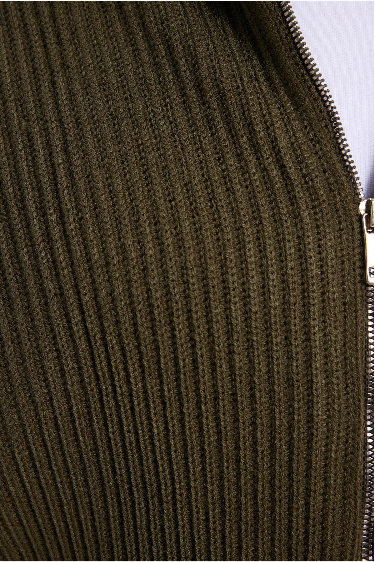 TUDORS Erkek Slim Fit Dik Yaka Fermuarlı Haki Düz Hırka görsel 6