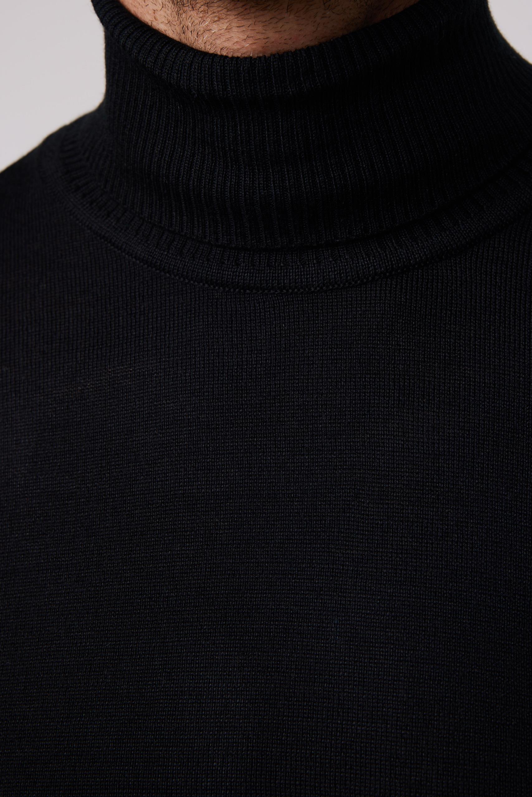 TUDORS Erkek Slim Fit Tam Boğazlı Yaka Düz Yün Triko Kazak görsel 4