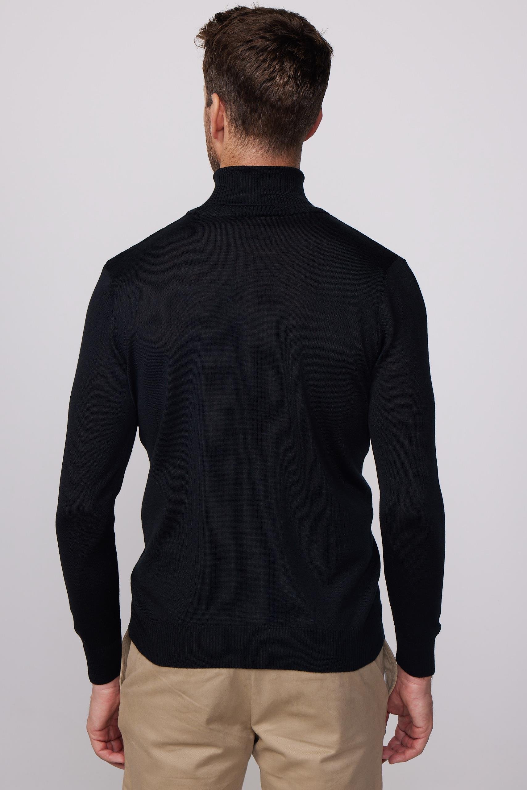 TUDORS Erkek Slim Fit Tam Boğazlı Yaka Düz Yün Triko Kazak görsel 5