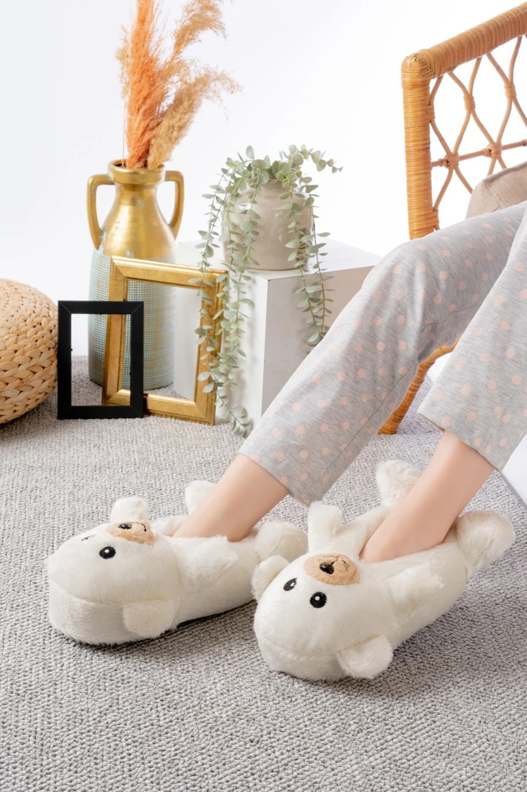 Slipcat Ayıcık Figürlü Pelüş Panduf Ev Pandufu Unisex