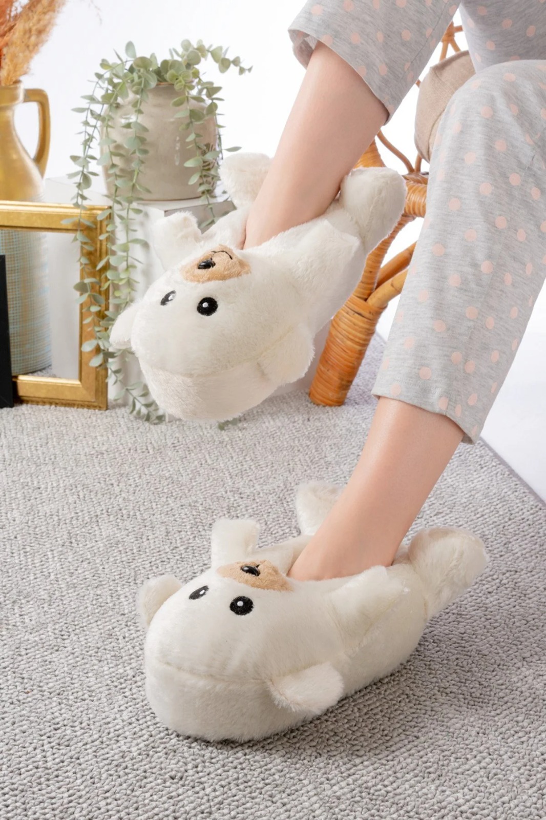 Slipcat Ayıcık Figürlü Pelüş Panduf Ev Pandufu Unisex görsel 3
