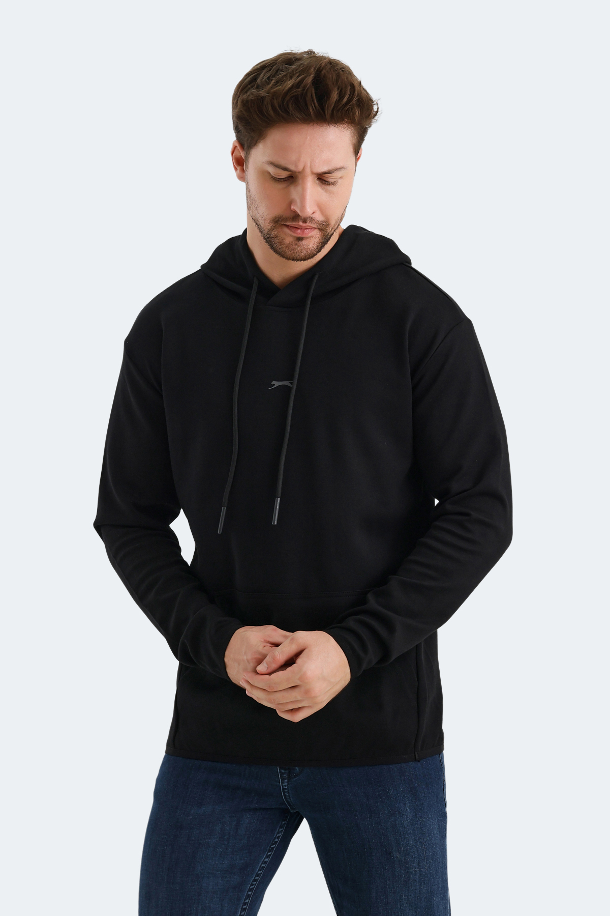 SLAZENGER VADIMIR Erkek Kapüşonlu Sweatshirt Hoodie Siyah görsel 3