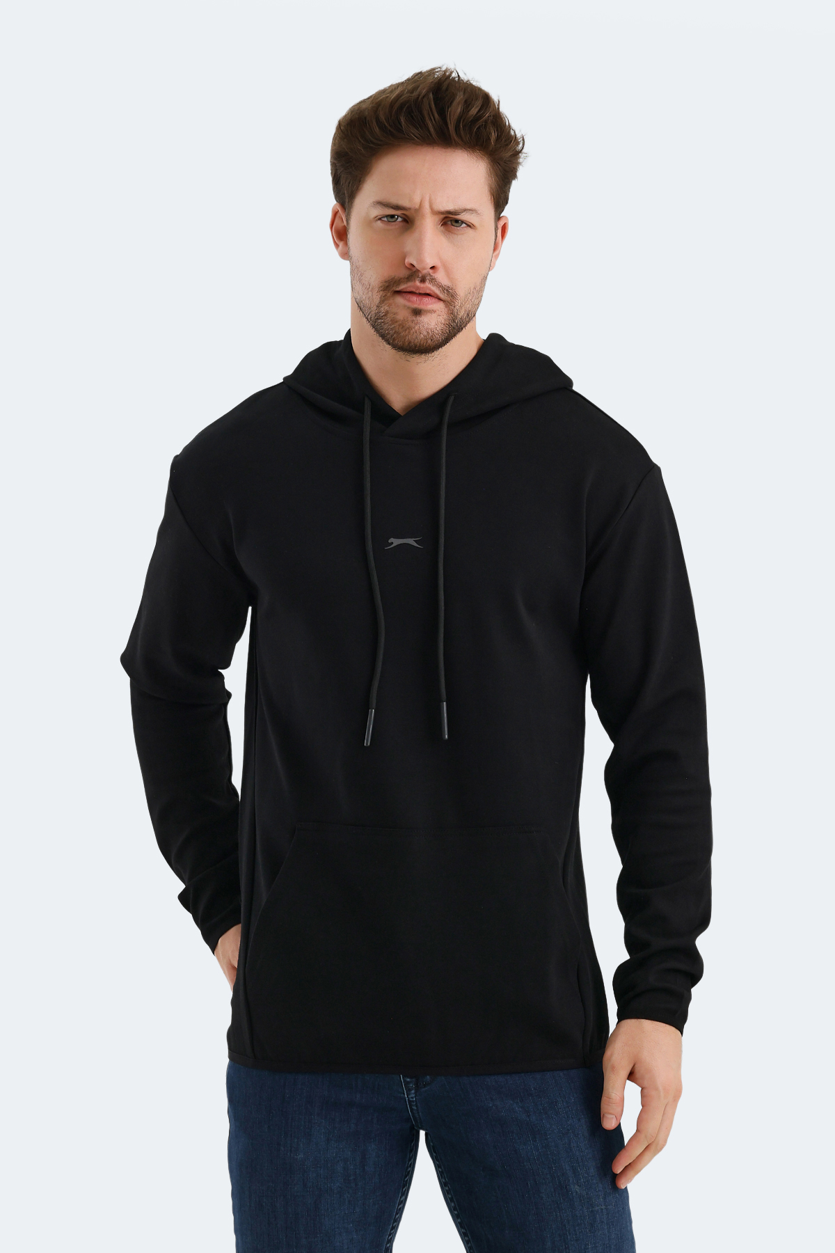 SLAZENGER VADIMIR Erkek Kapüşonlu Sweatshirt Hoodie Siyah görsel 4