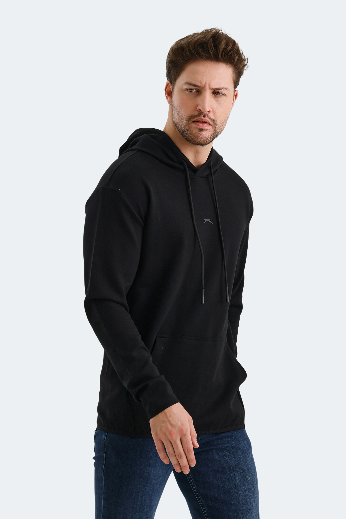 SLAZENGER VADIMIR Erkek Kapüşonlu Sweatshirt Hoodie Siyah görsel 6