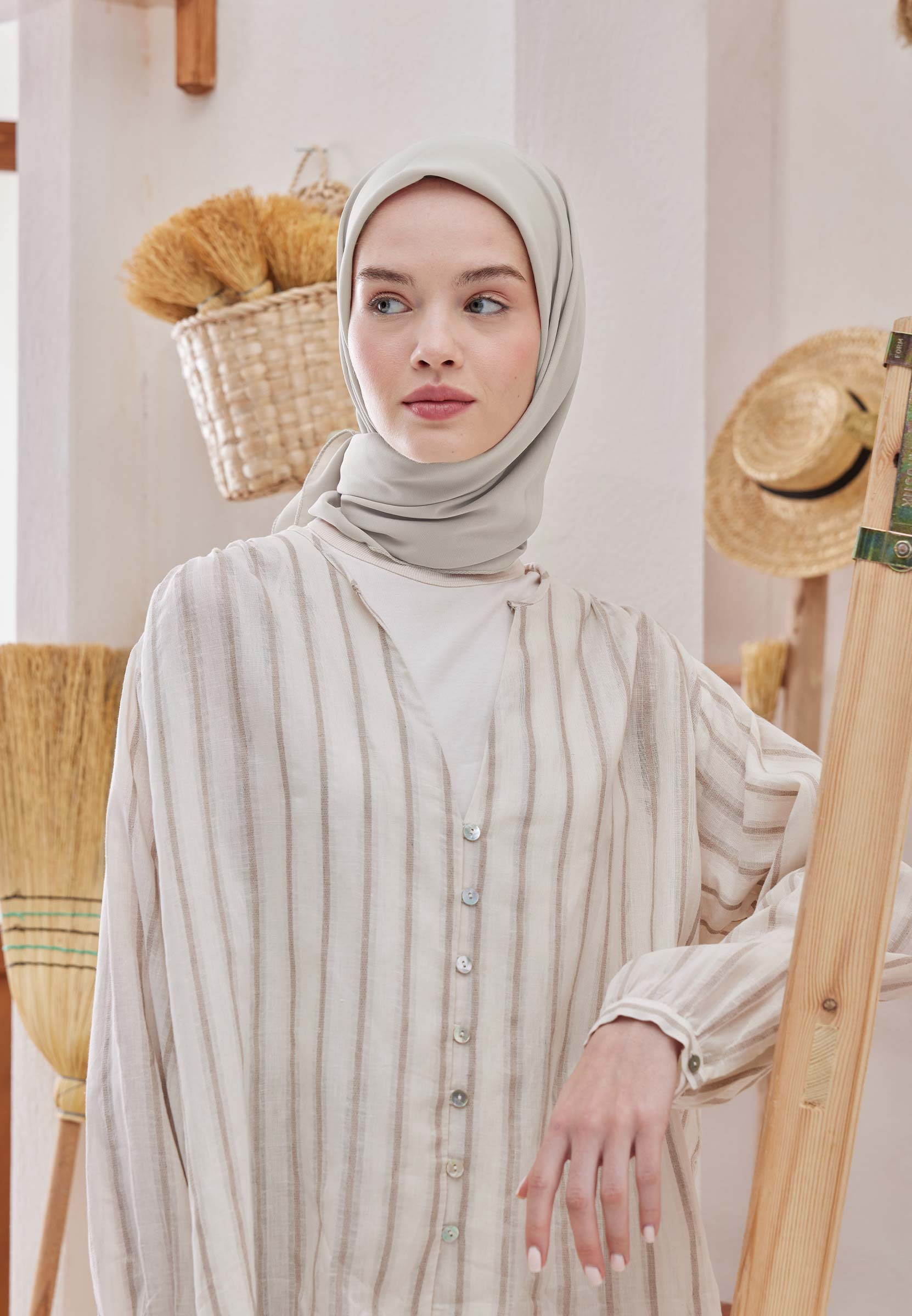 Fresh Scarfs Pamuk İpek Eşarp Açık Gri
