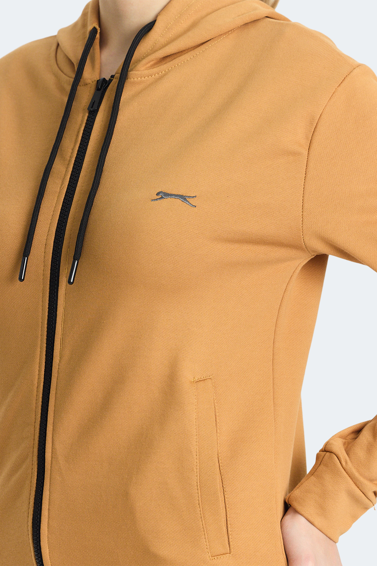 SLAZENGER KINET IN Kadın Fermuarlı Kapüşonlu Cepli Kiremit Sweatshırt görsel 5