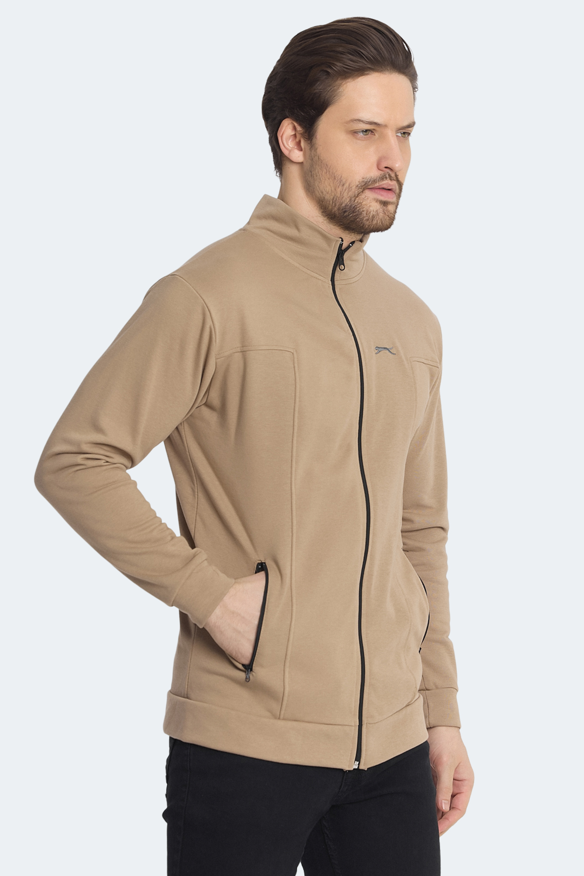 SLAZENGER KAGISONA Erkek Fermuarlı Sweatshirt Hırka Kahve görsel 4