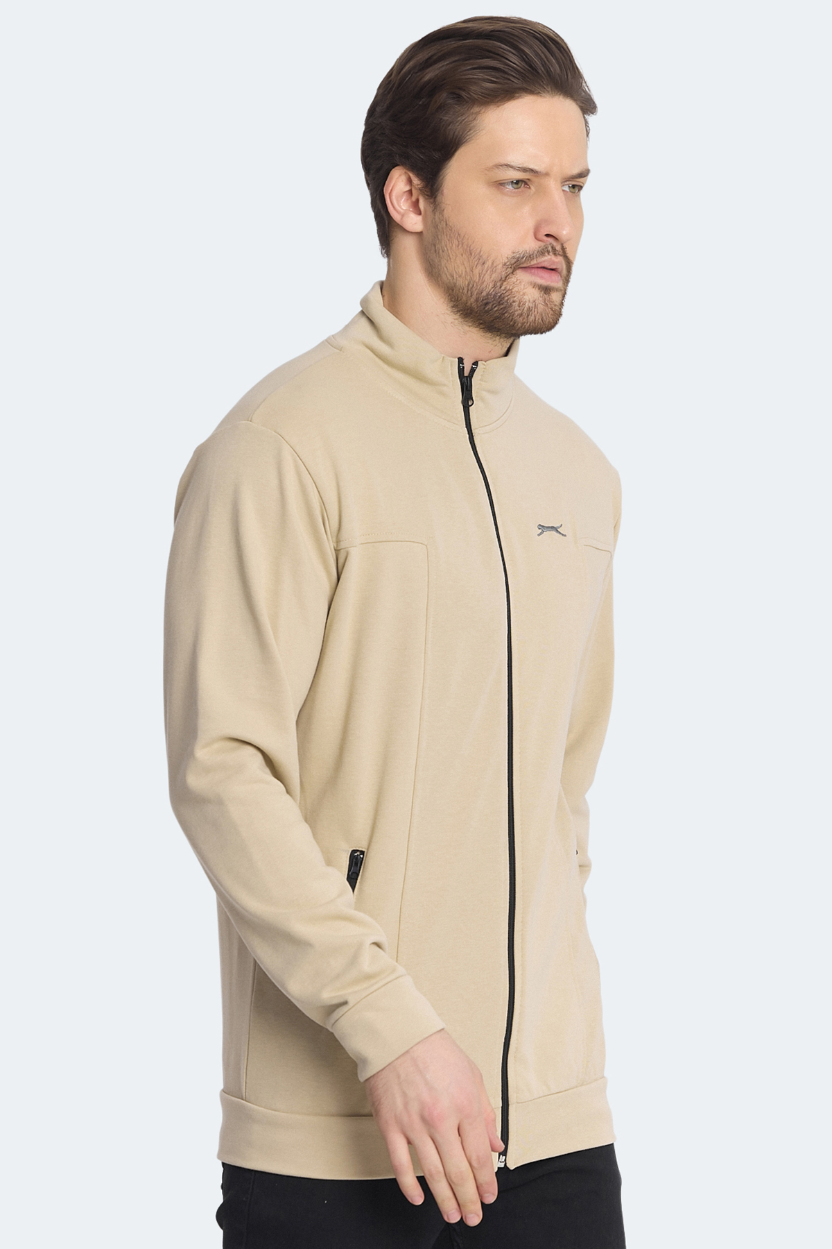 SLAZENGER KAGISONA Erkek Fermuarlı Sweatshirt Hırka Bej görsel 4