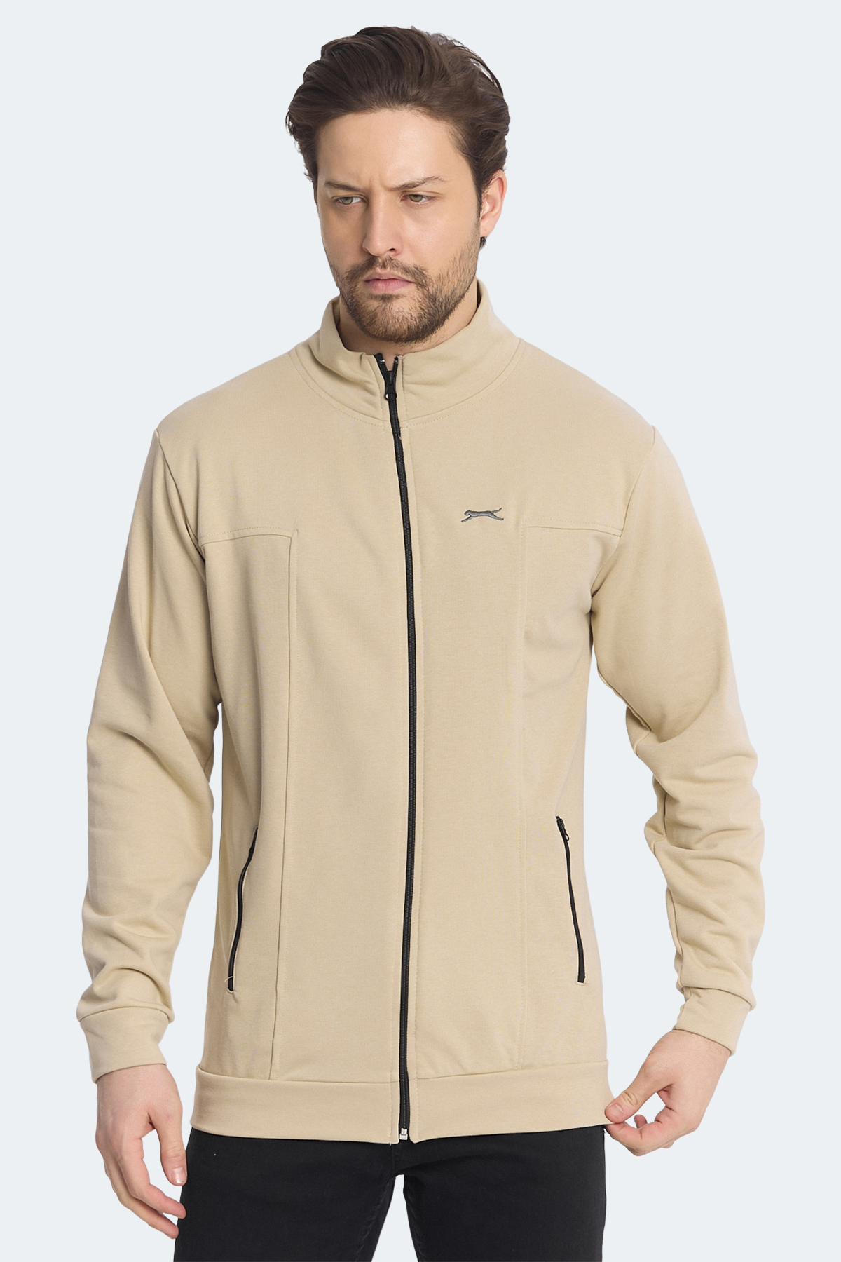 SLAZENGER KAGISONA Erkek Fermuarlı Sweatshirt Hırka Bej görsel 5