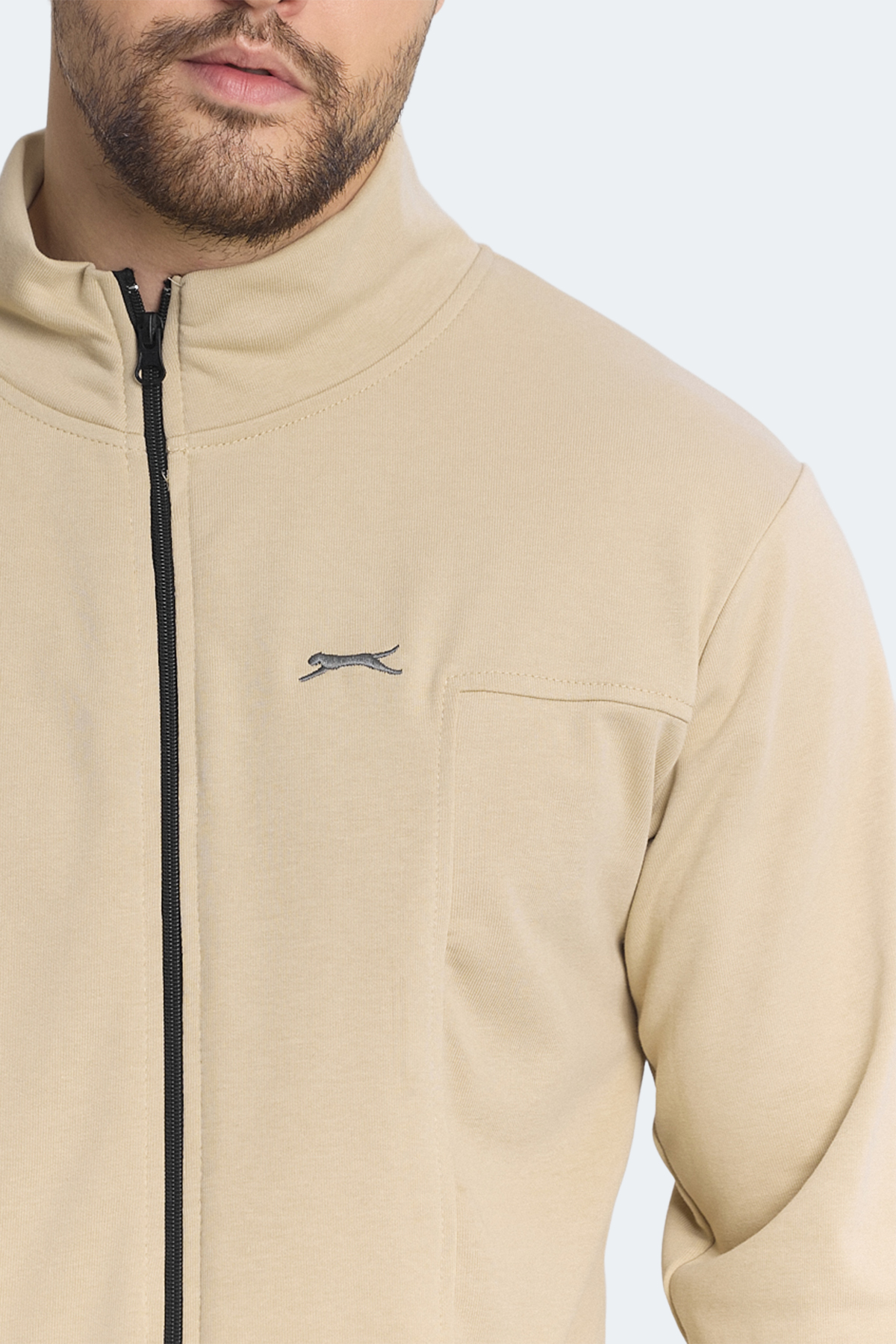 SLAZENGER KAGISONA Erkek Fermuarlı Sweatshirt Hırka Bej görsel 6