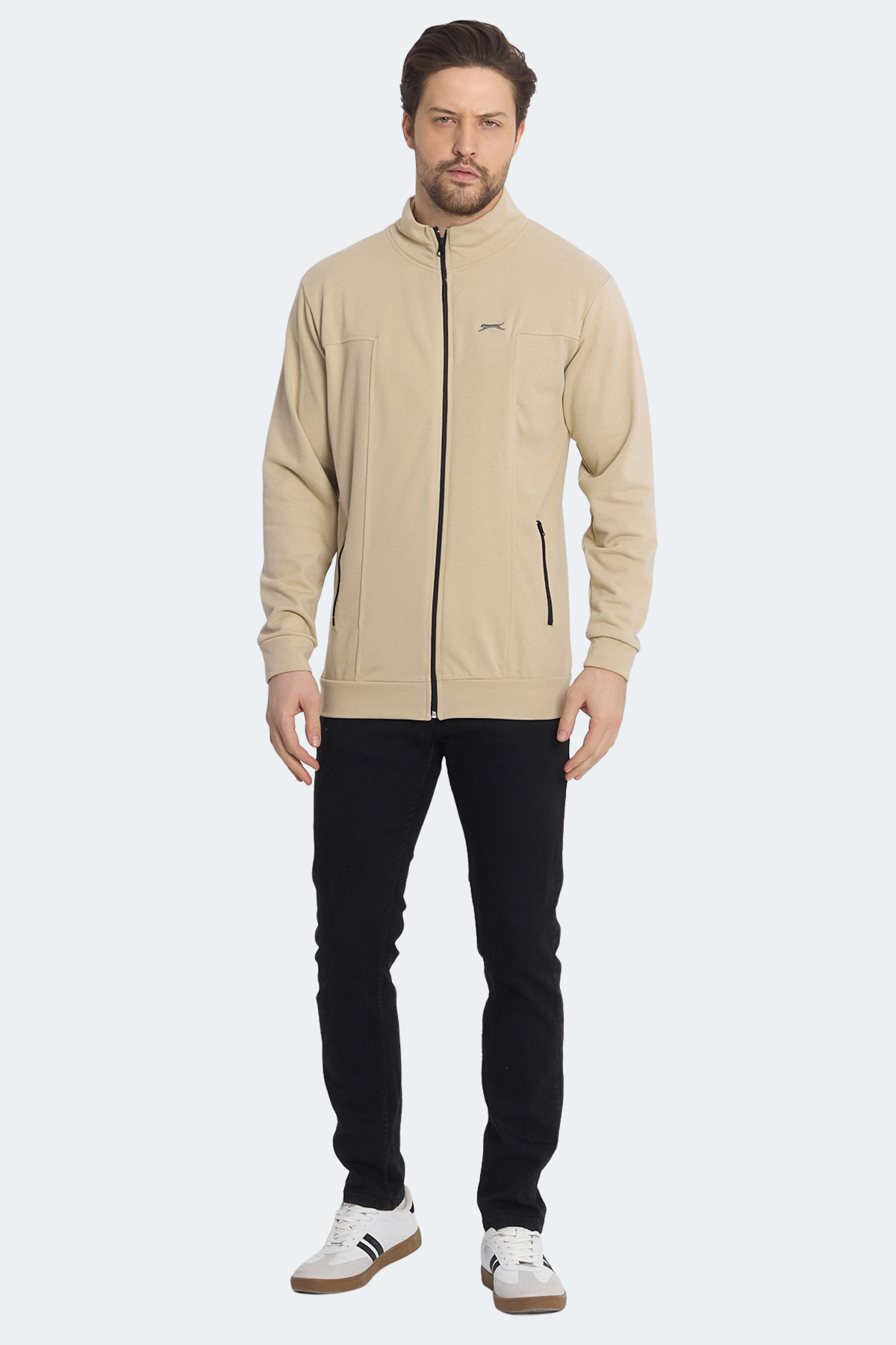 SLAZENGER KAGISONA Erkek Fermuarlı Sweatshirt Hırka Bej görsel 8