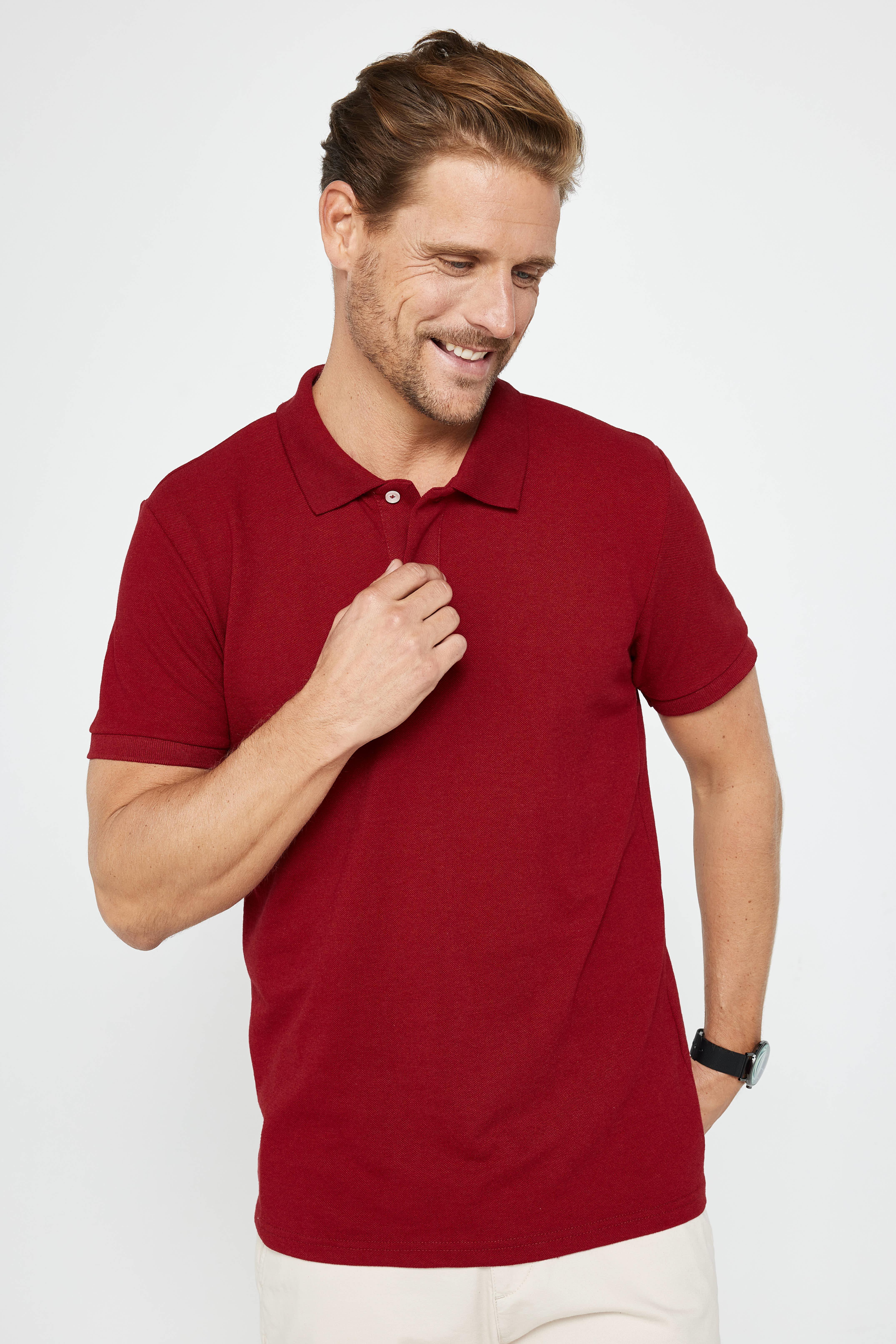 TUDORS Erkek Slim Fit Dar Kesim Pamuklu Yumuşak Dokulu Serin Tutan Kumaş Düz Pike Polo Yaka Tişört