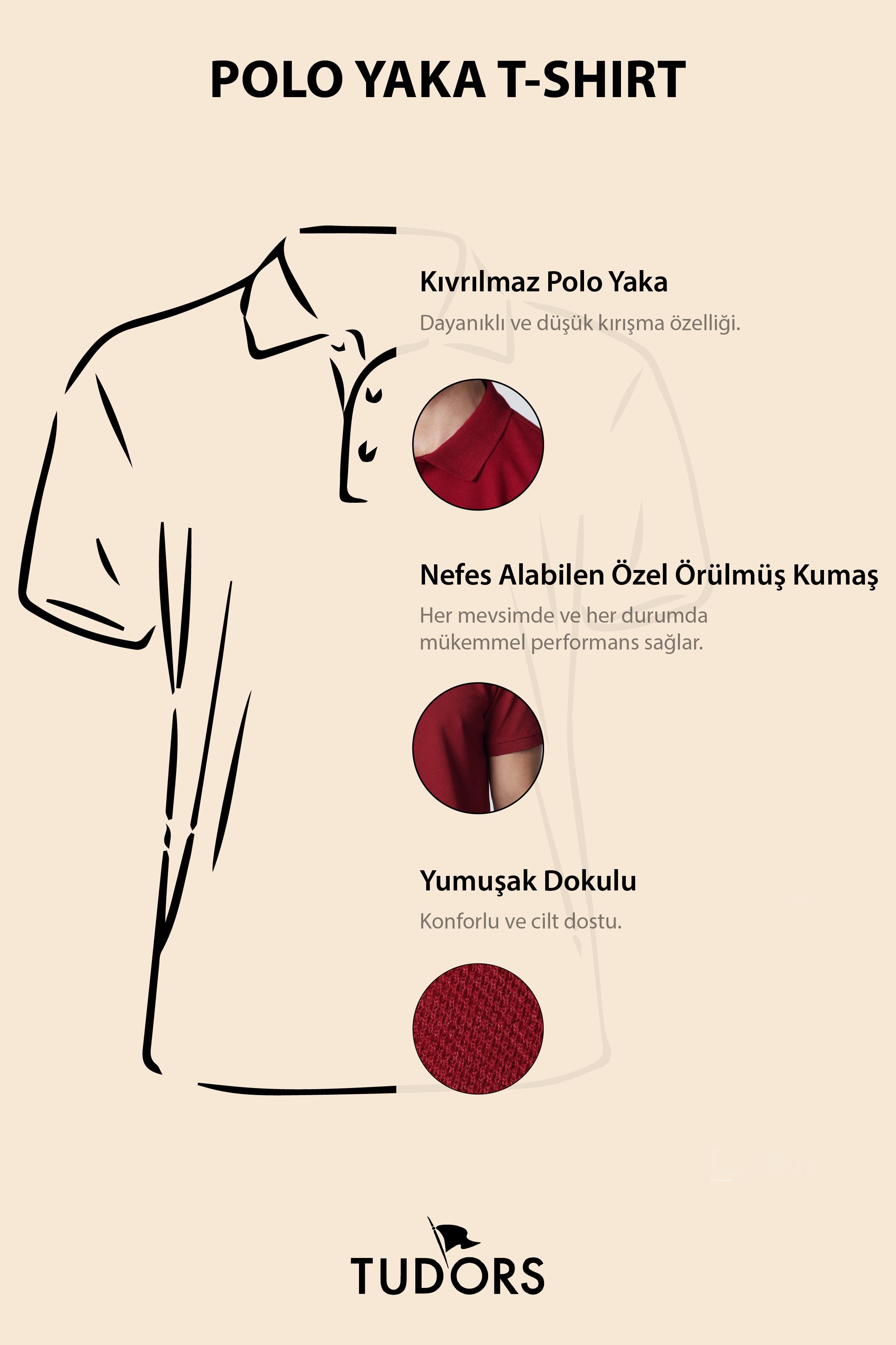 TUDORS Erkek Slim Fit Dar Kesim Pamuklu Yumuşak Dokulu Serin Tutan Kumaş Düz Pike Polo Yaka Tişört görsel 3