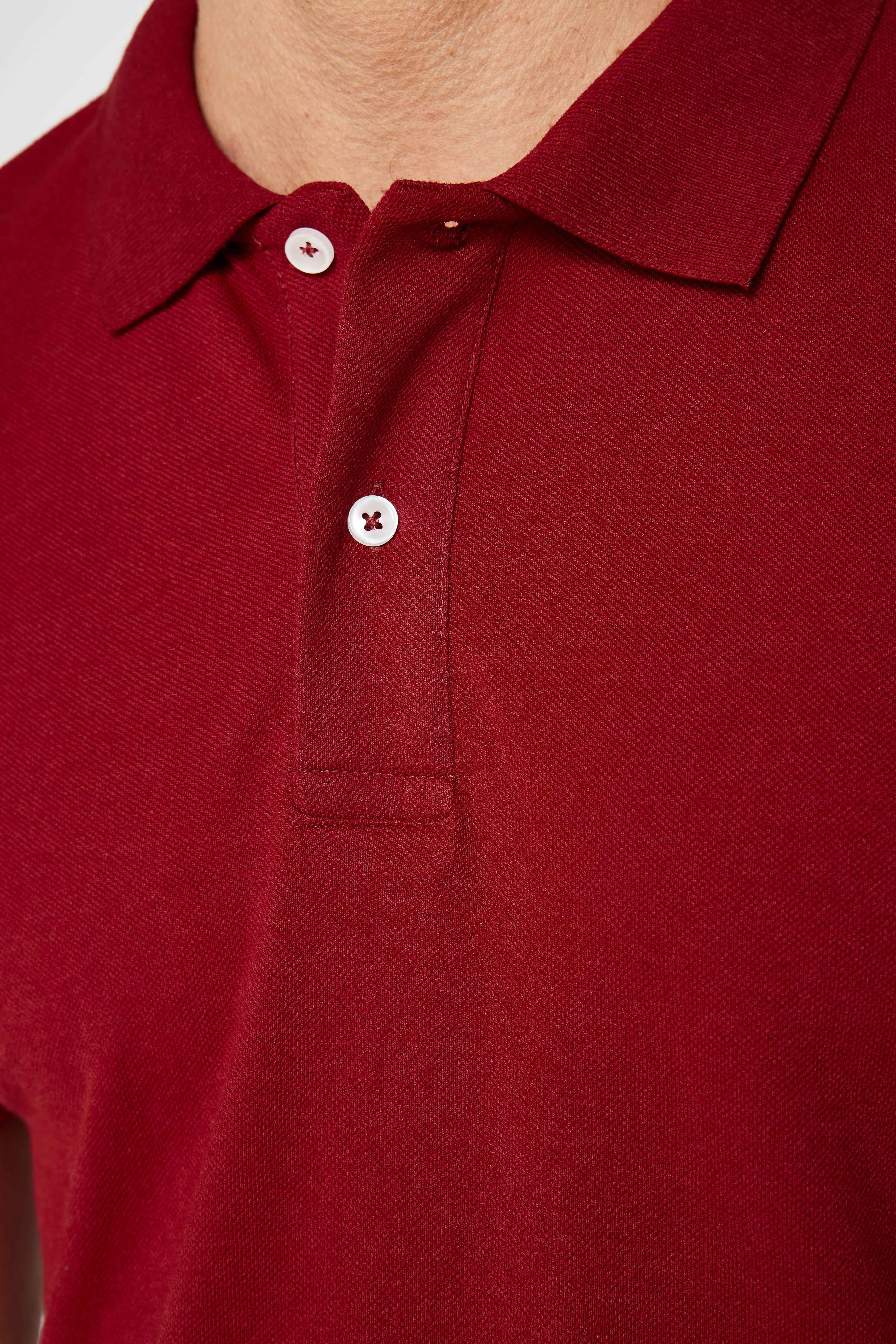 TUDORS Erkek Slim Fit Dar Kesim Pamuklu Yumuşak Dokulu Serin Tutan Kumaş Düz Pike Polo Yaka Tişört görsel 5