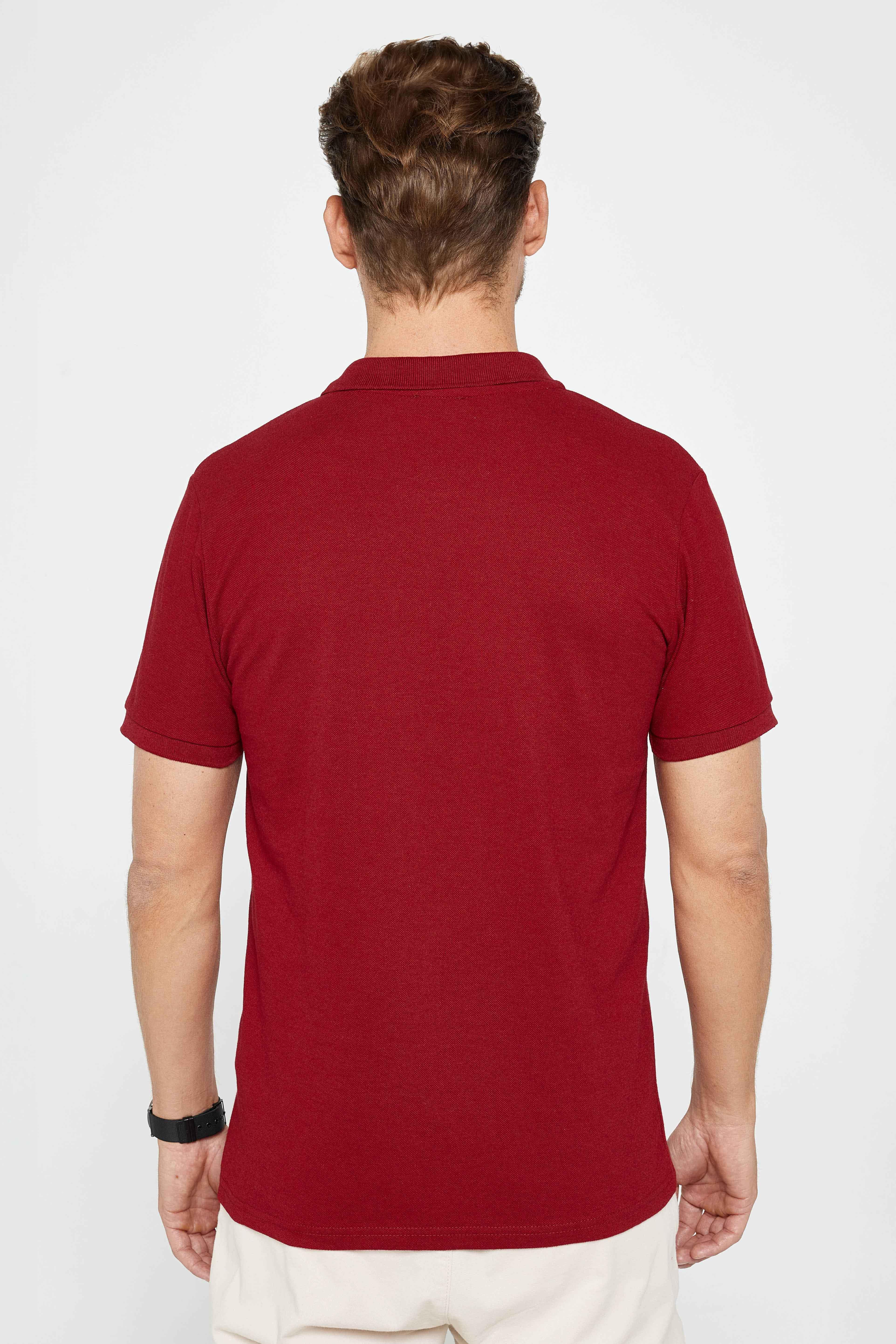 TUDORS Erkek Slim Fit Dar Kesim Pamuklu Yumuşak Dokulu Serin Tutan Kumaş Düz Pike Polo Yaka Tişört görsel 6