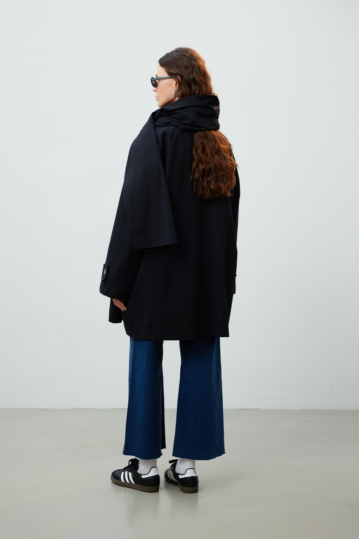 Manuka Stokholm Şal Detaylı Oversize Trençkot Siyah görsel 8